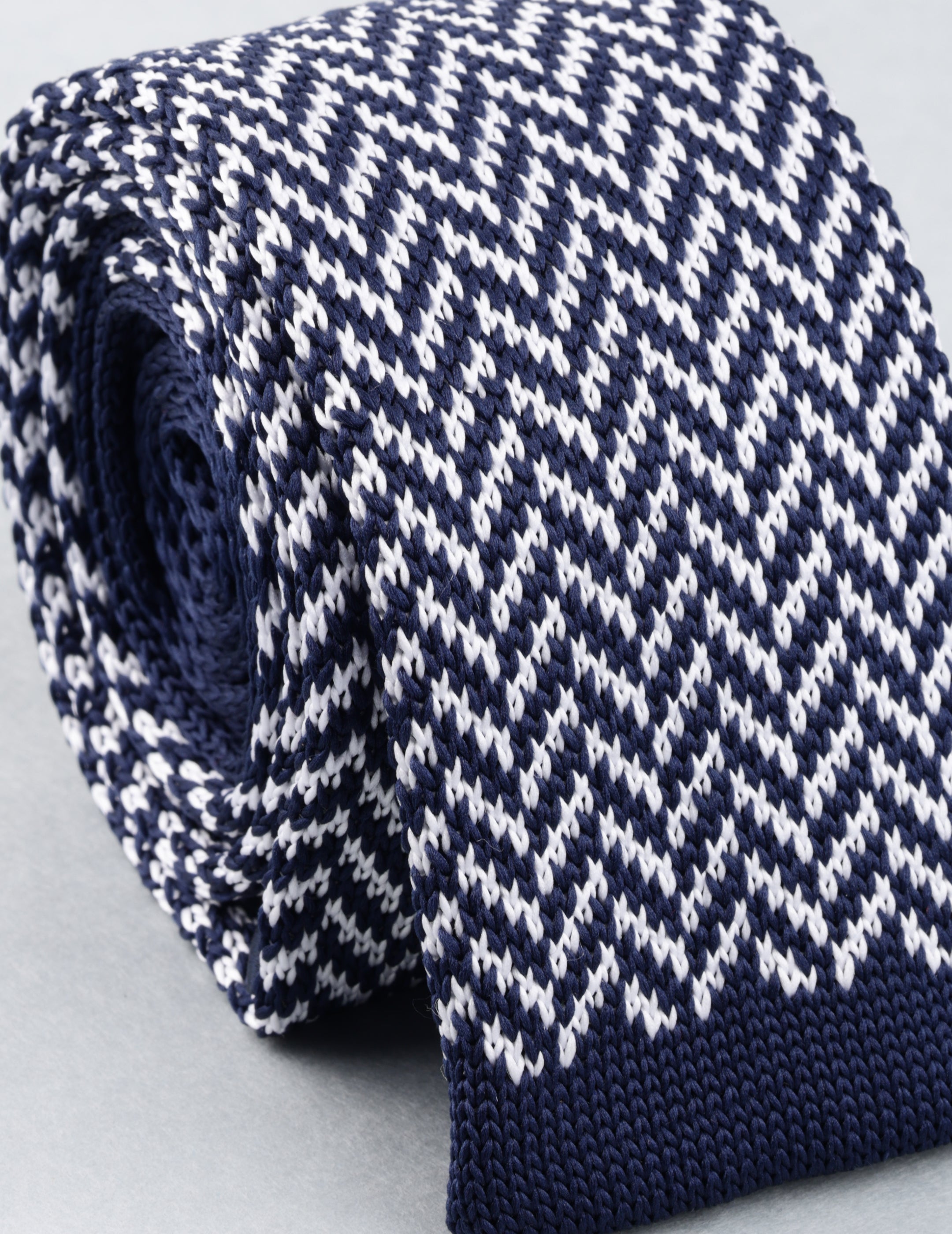 Blue & Grey Chevron Knitted Necktie