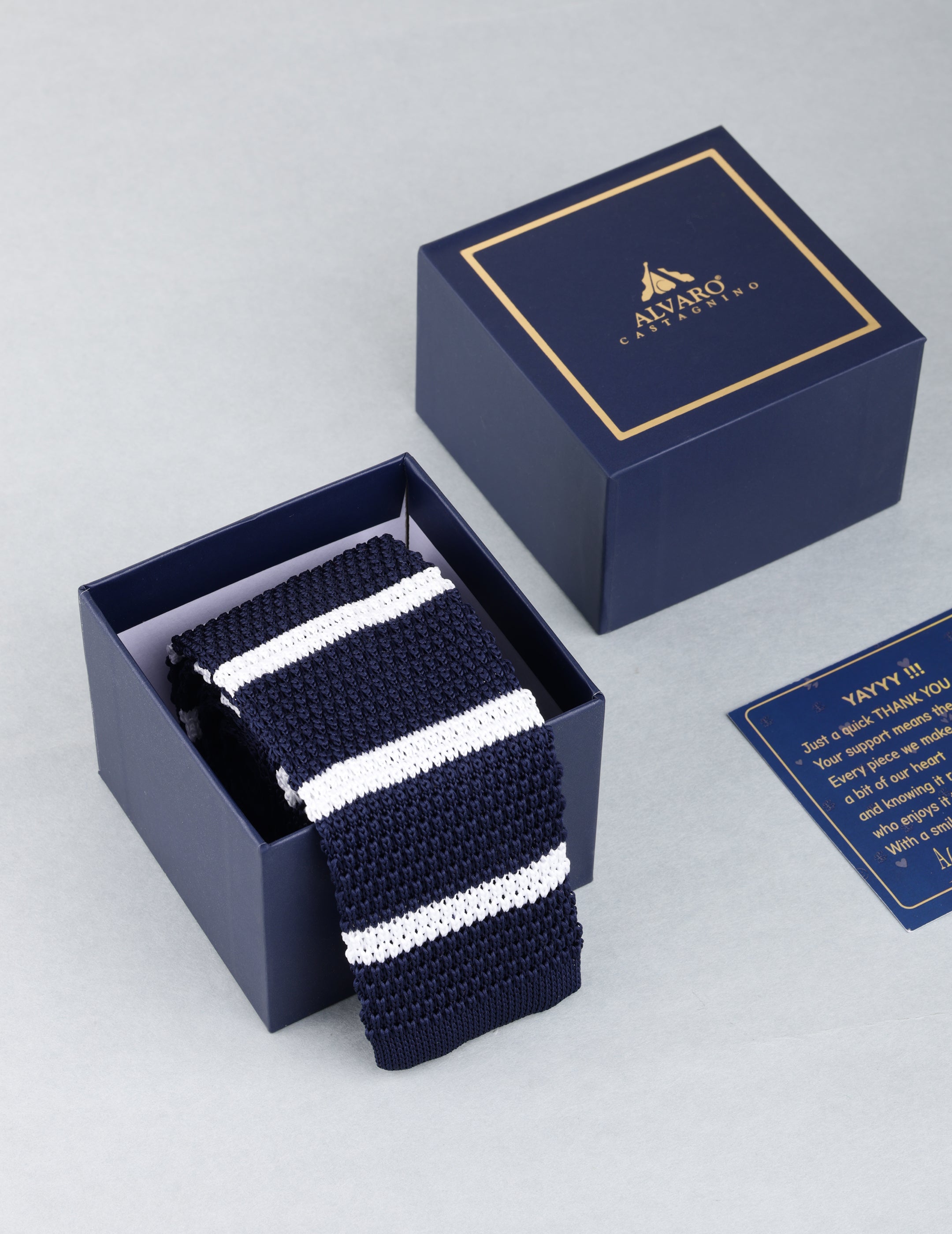 Blue & White Stripes Knitted Necktie