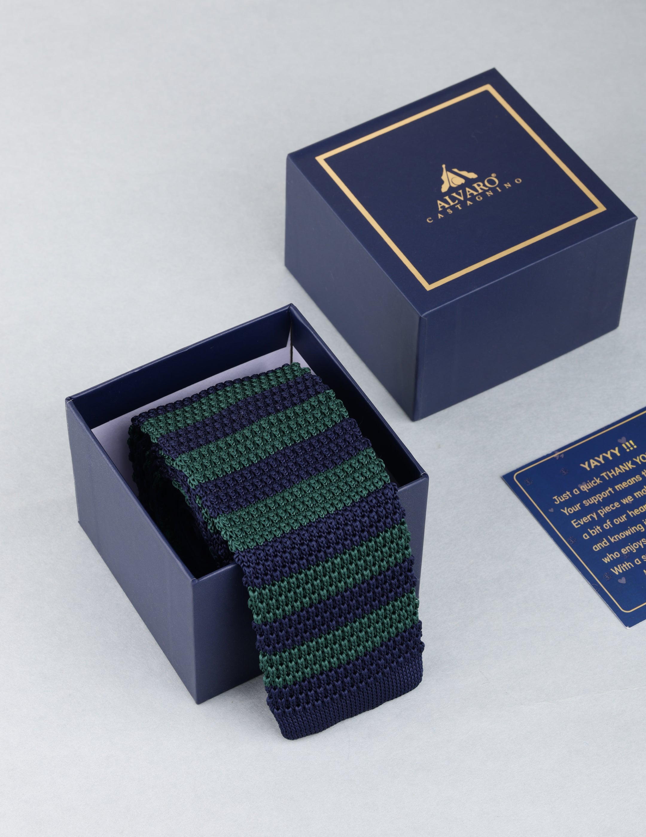 Blue & Green Striped Knitted Necktie