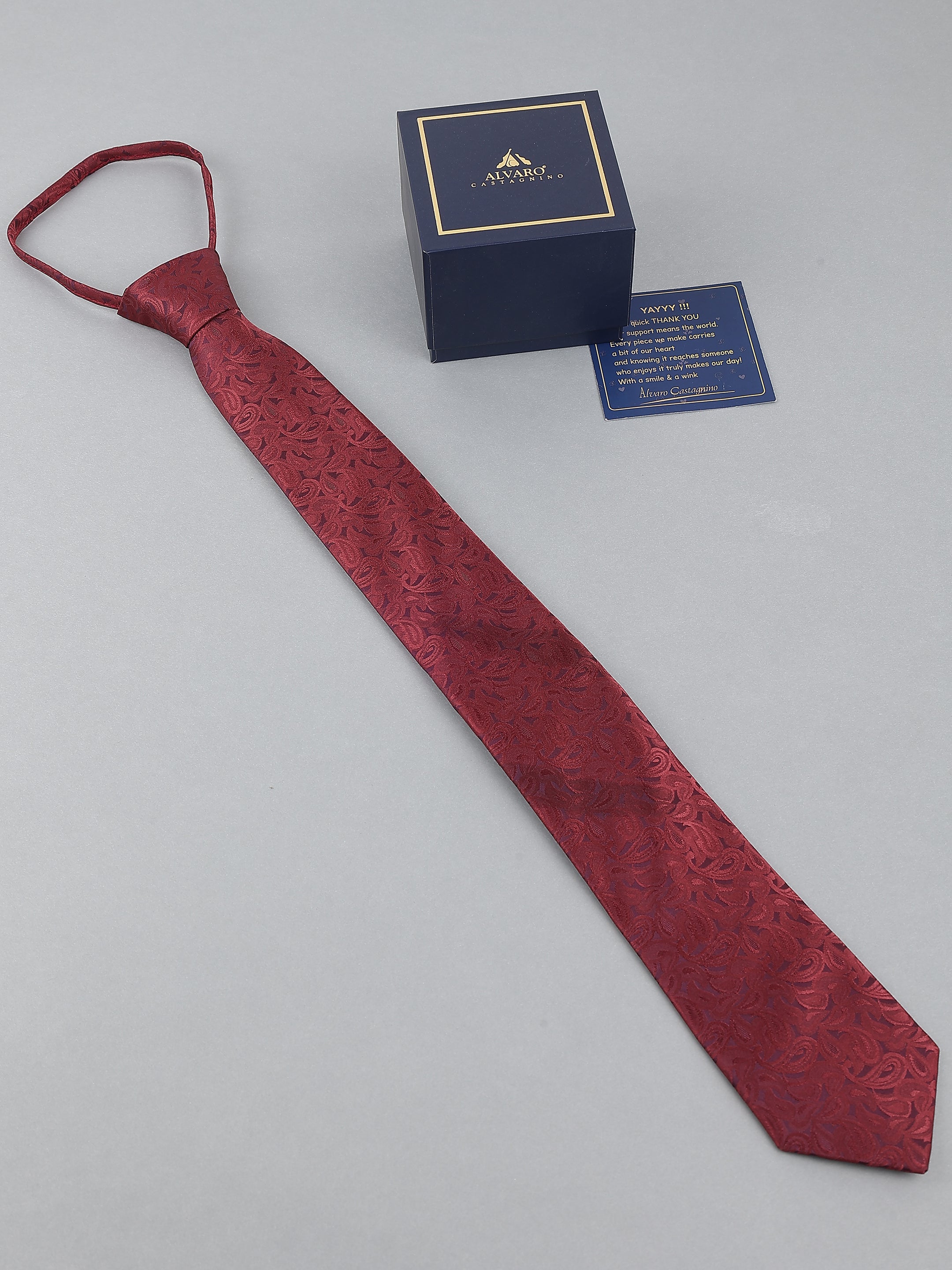 Maroon Paisley Textured Zipper Tie