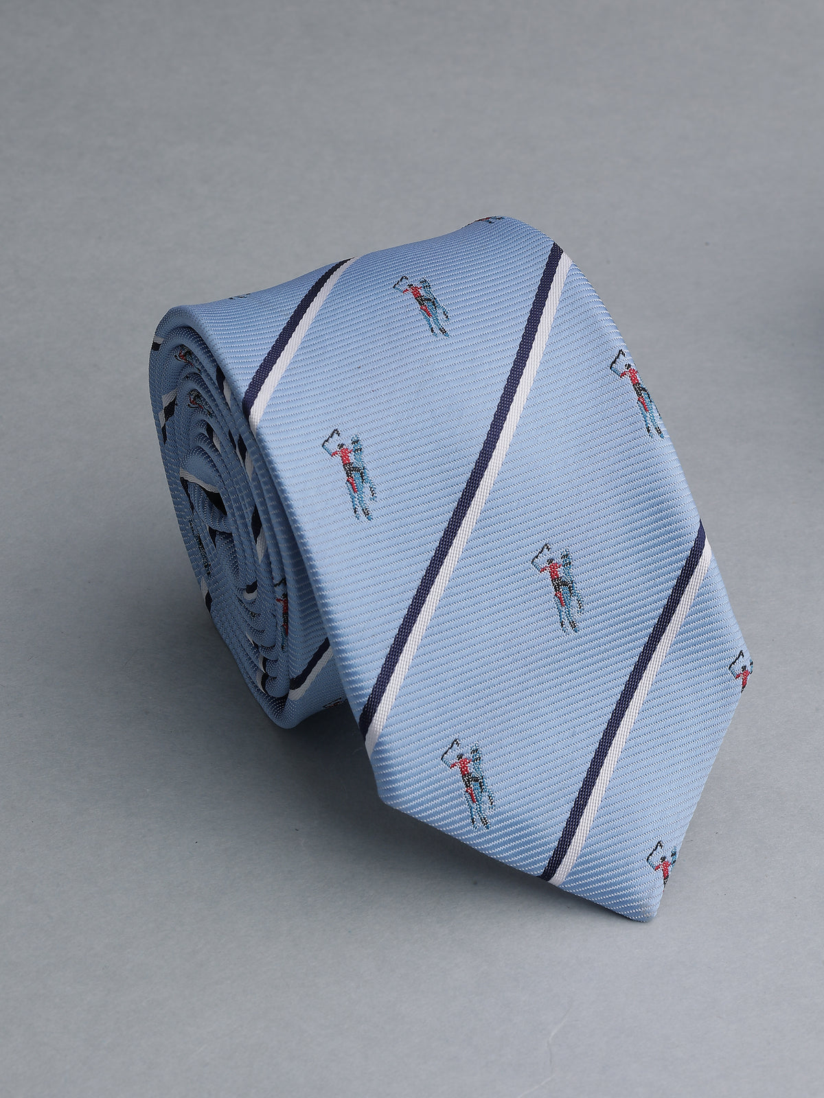 Aristocratic Sky Blue Striped Polo Necktie