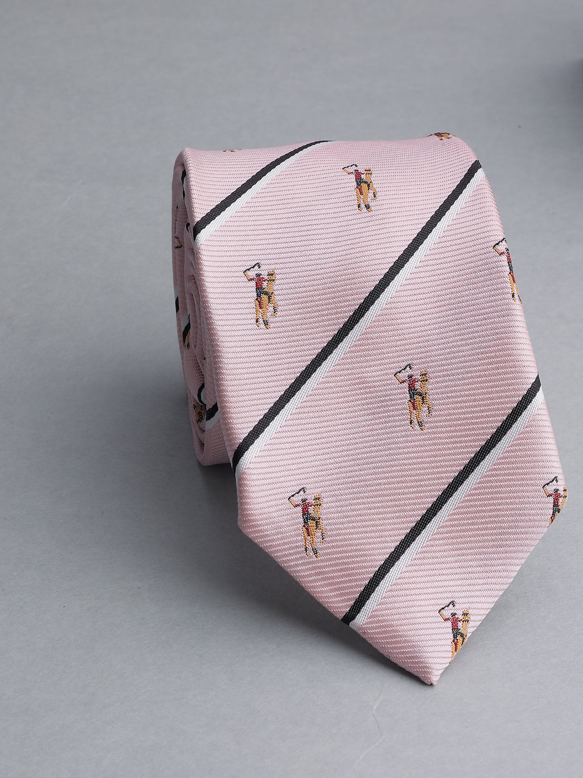Blush Pink Striped Polo Player Necktie