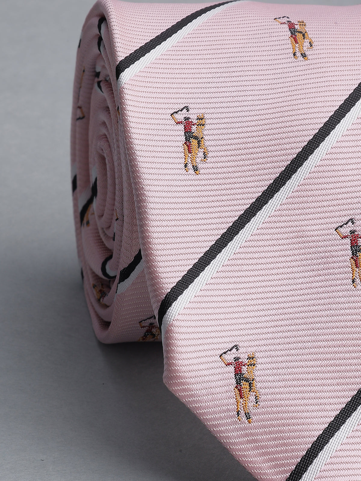 Blush Pink Striped Polo Player Necktie