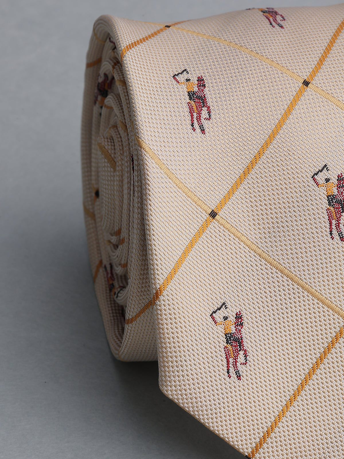 Cream Windowpane Polo Player Necktie