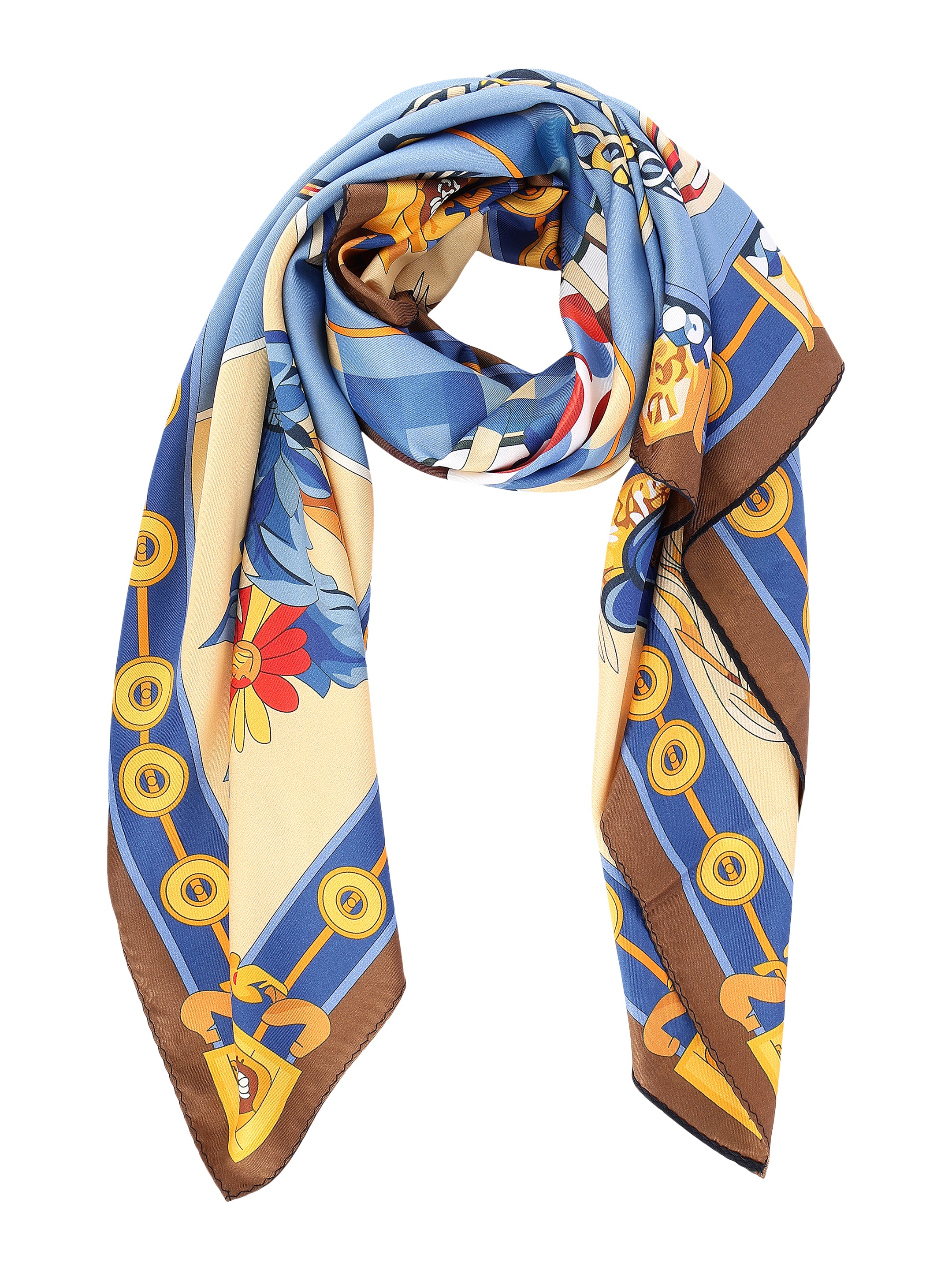 Blue & Beige Equestrian Printed Stole