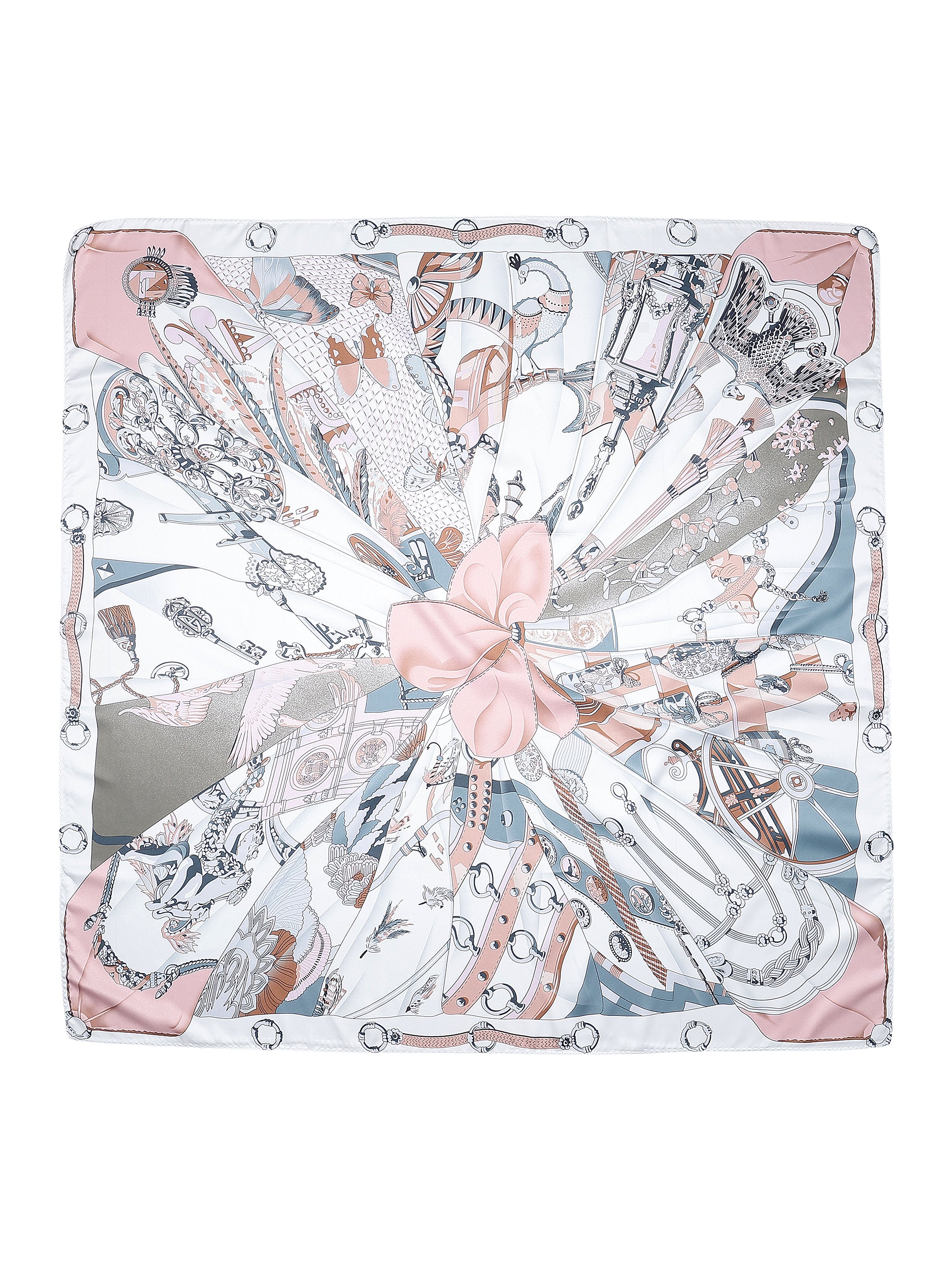 White & Pink Abstract Printed Stole