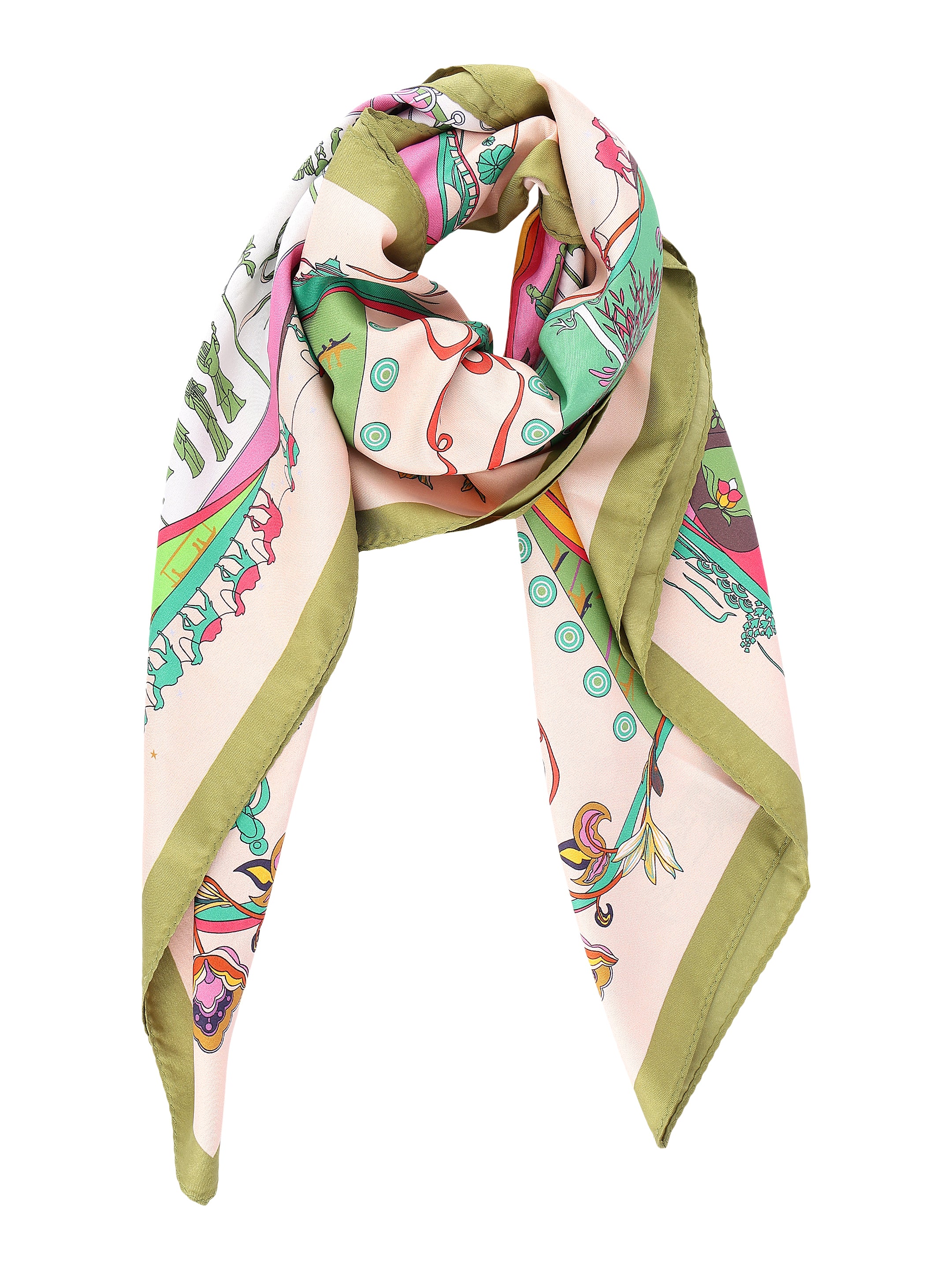Multicolour Abstract Printed with Solid Border Stole