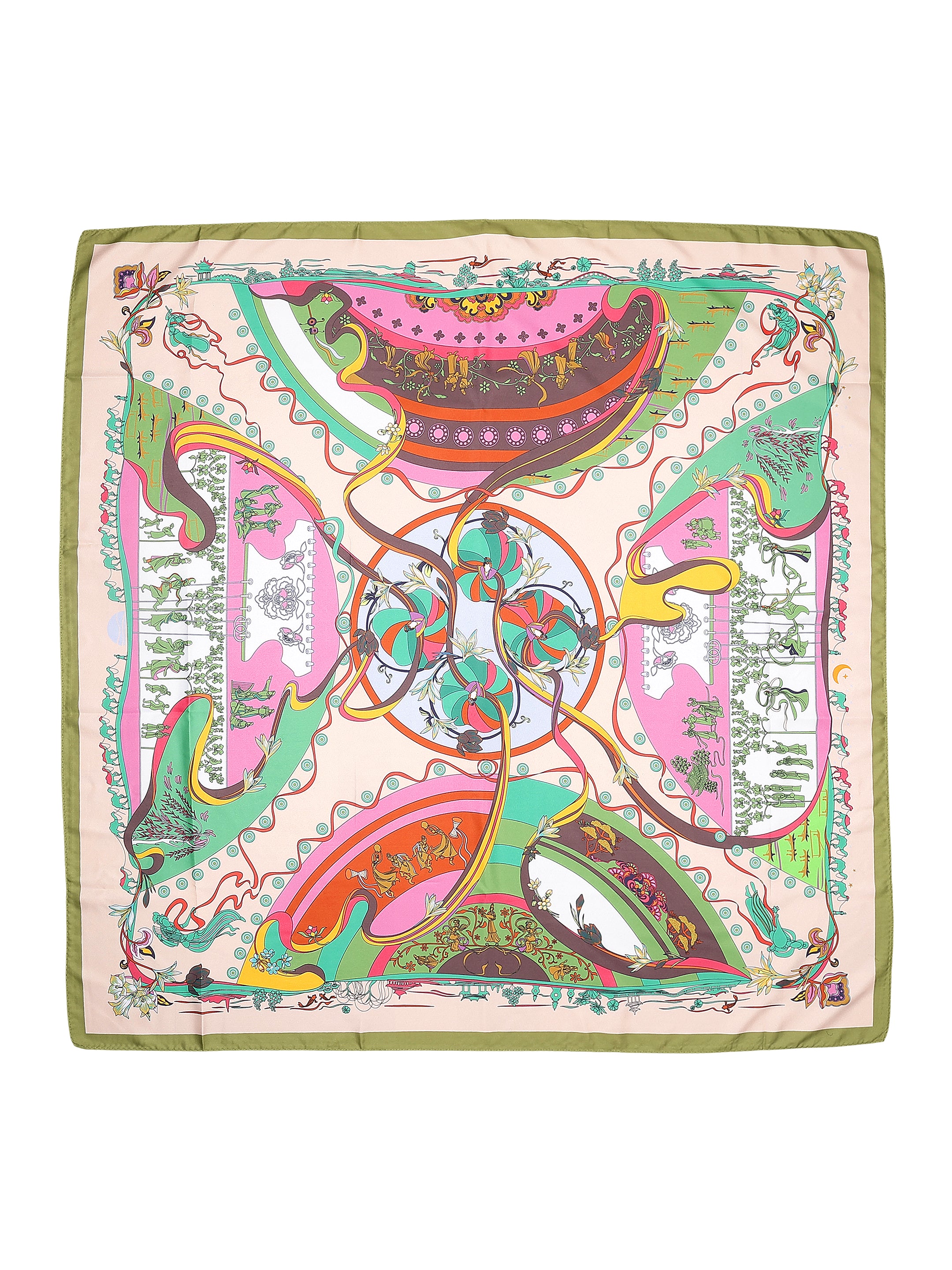 Multicolour Abstract Printed with Solid Border Stole