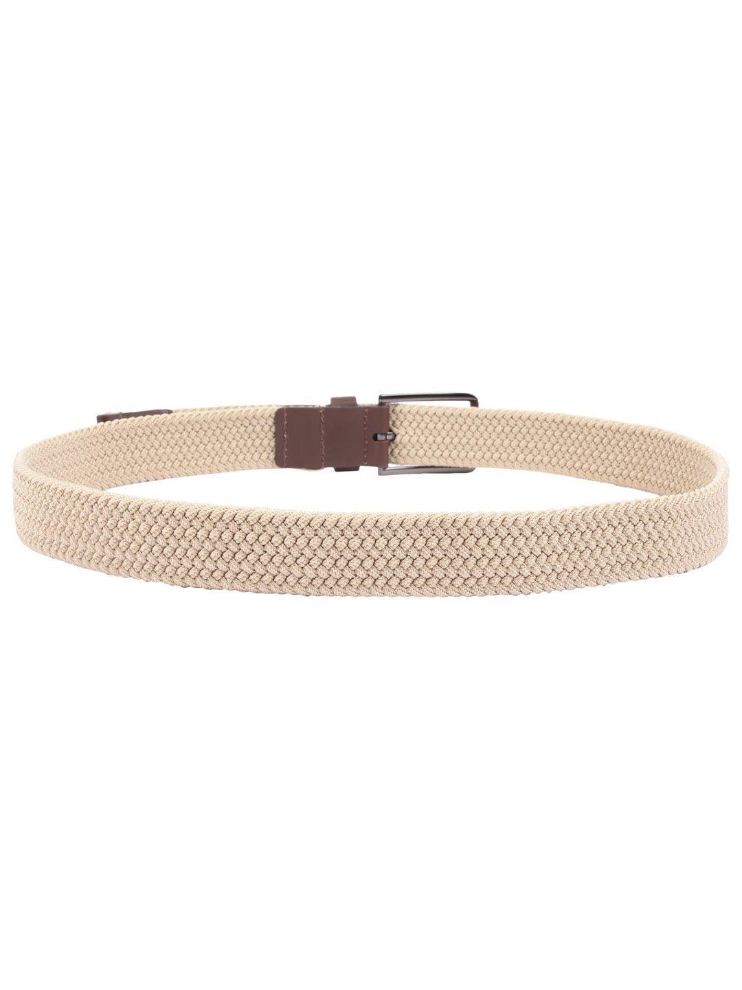 Beige Braided Elastic Stretch Belt