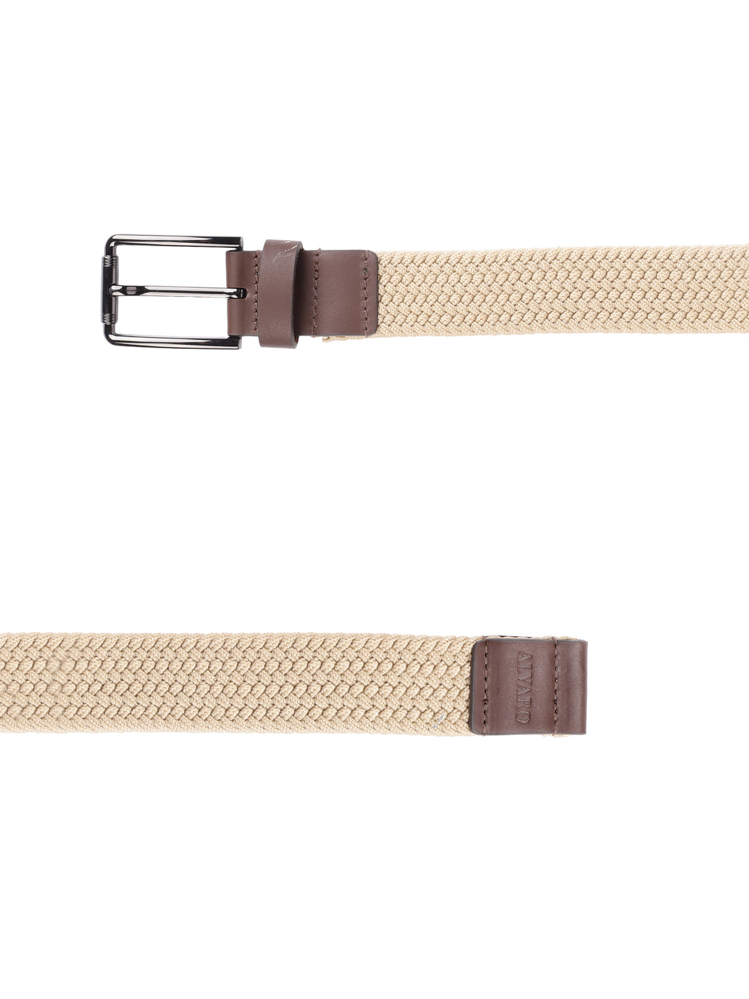 Beige Braided Elastic Stretch Belt