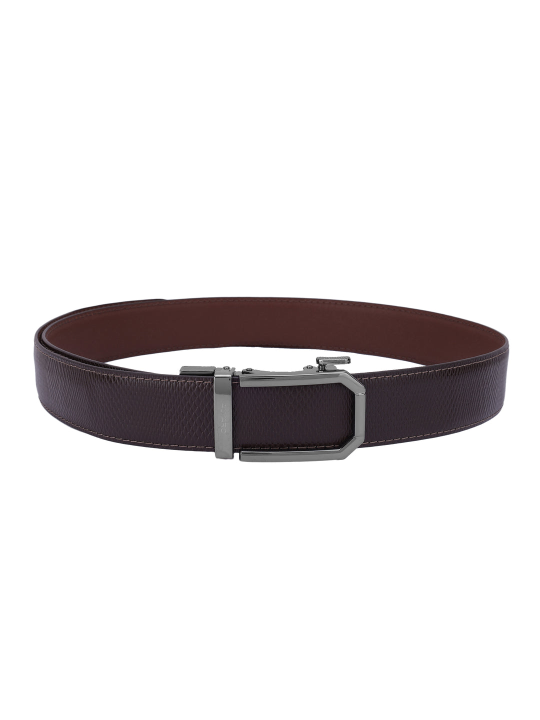 Brown Lizard Embossed Leather Auto Lock Buckle