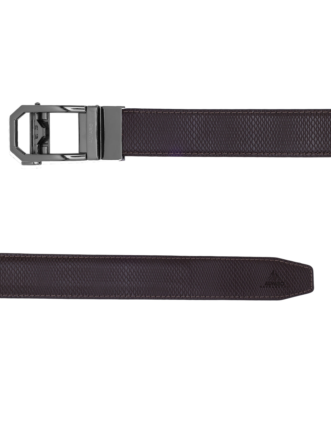 Brown Lizard Embossed Leather Auto Lock Buckle