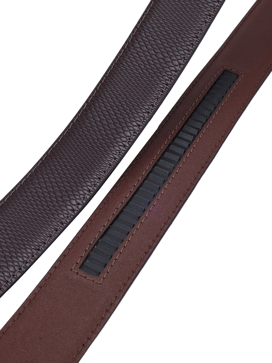 Brown Lizard Embossed Leather Auto Lock Buckle