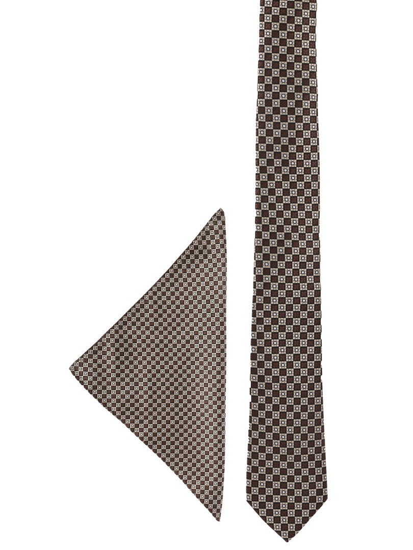 Geometric Box Weave Necktie Accessory Gift Set