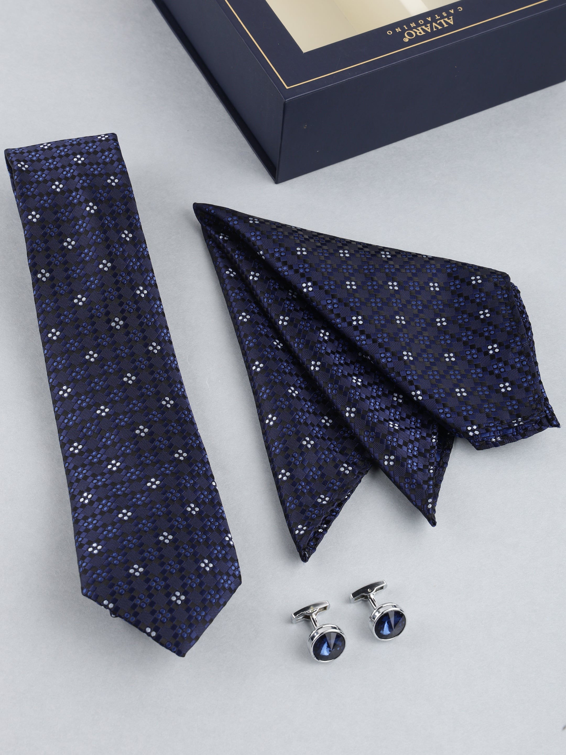 Blue Geometric Necktie Gift Set