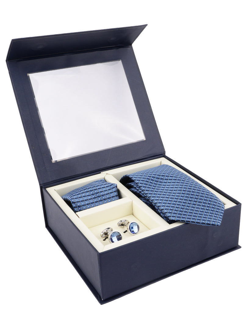 Micro-Check Textured Necktie Accessory Gift Set