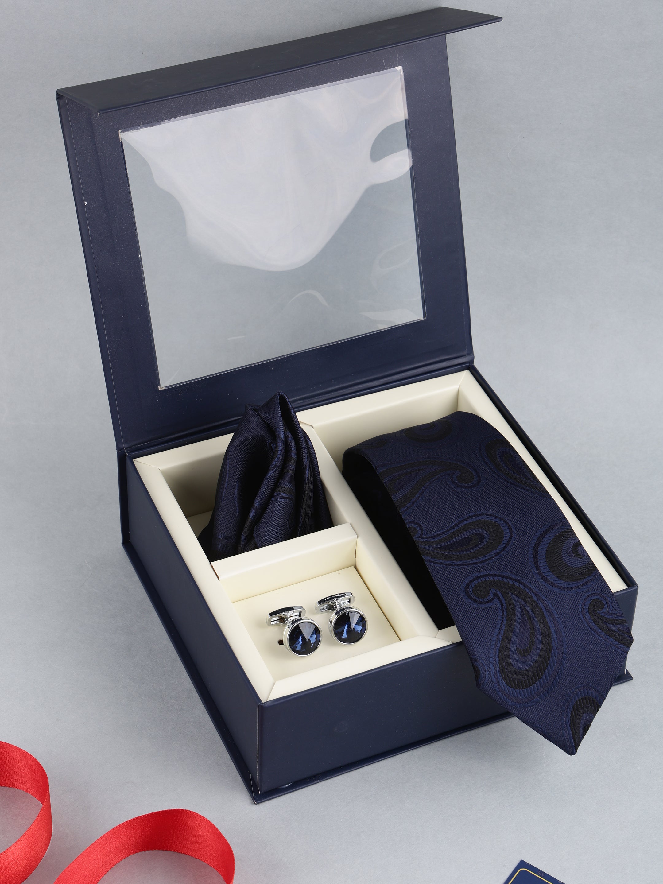 Blue & Black Paisley Necktie Gift Set
