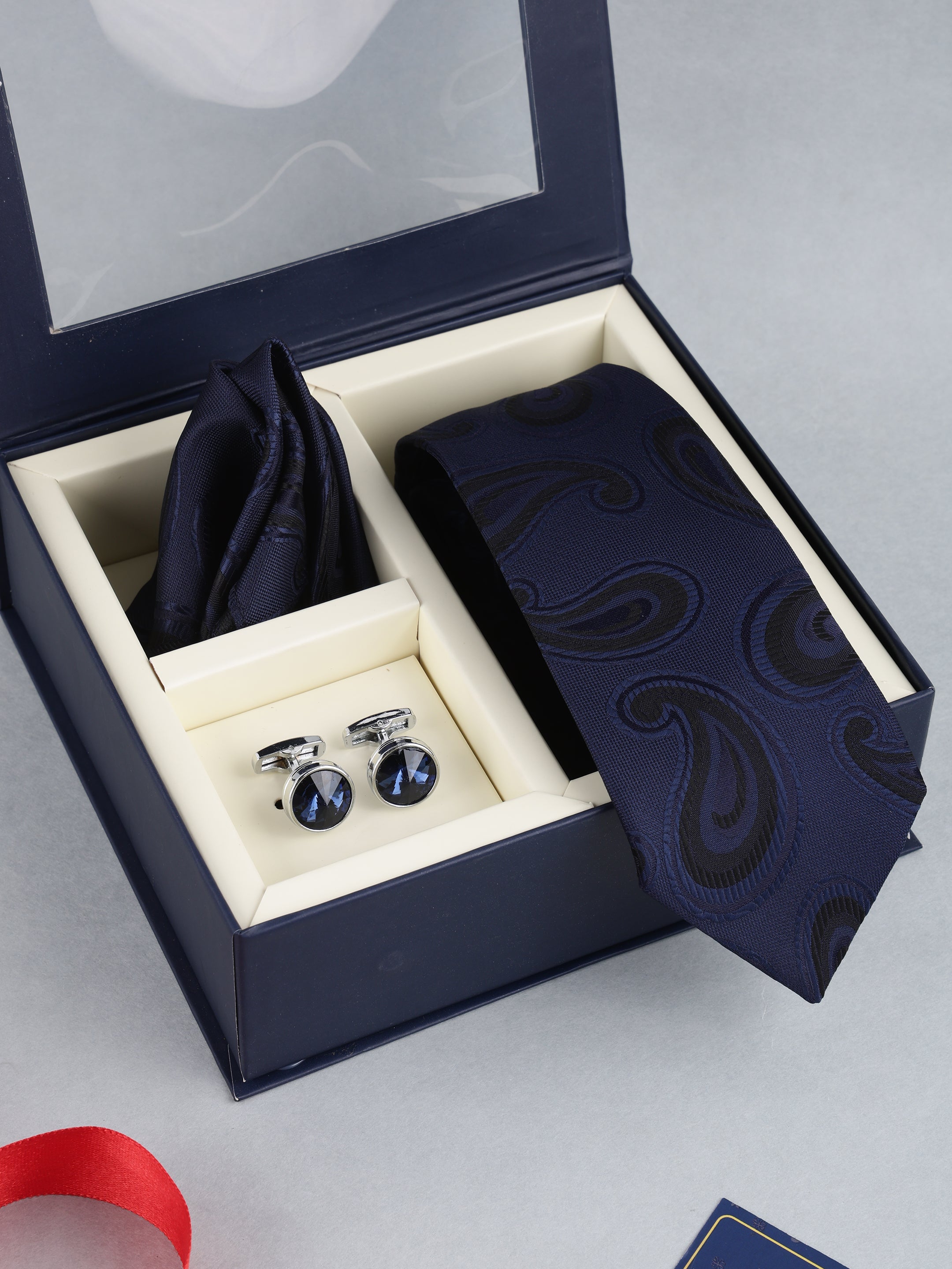 Blue & Black Paisley Necktie Gift Set
