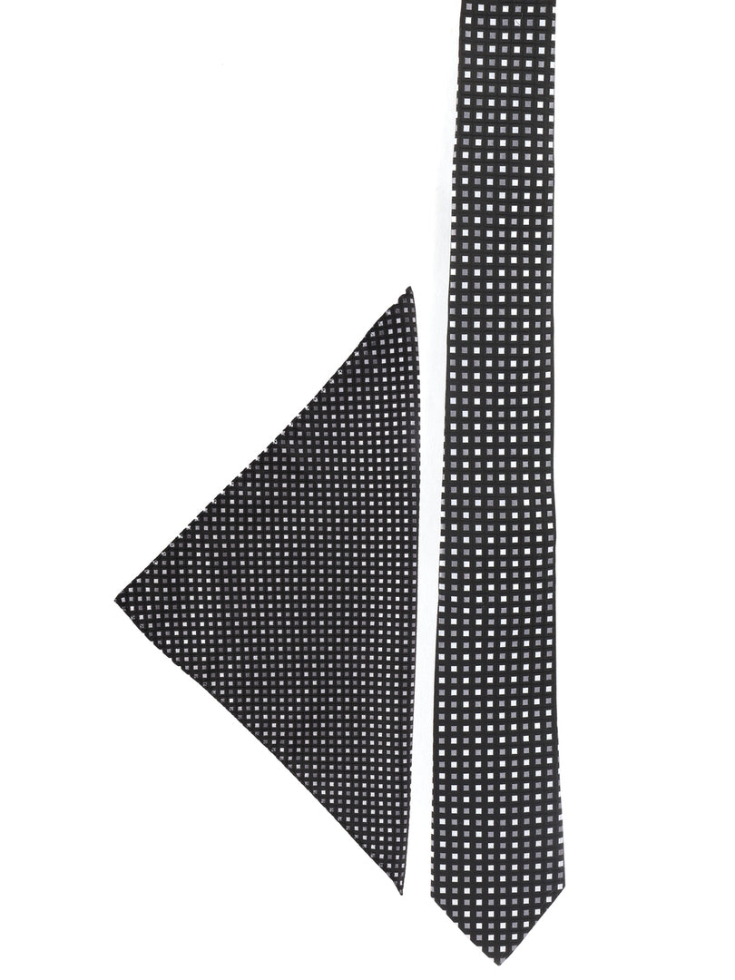 Geometric Square Weave Necktie Accessory Gift Set