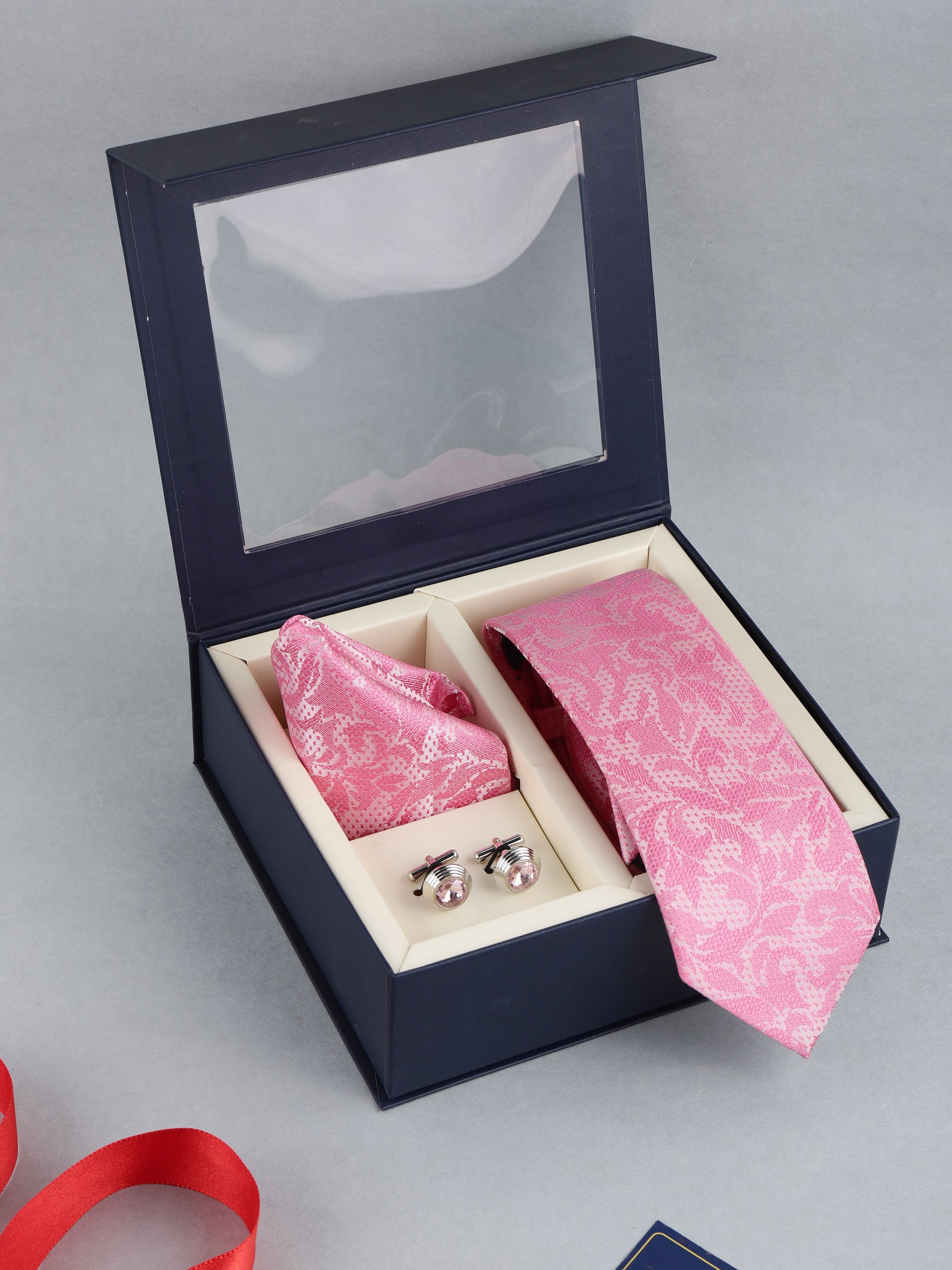 Pink Floral Necktie Gift Set