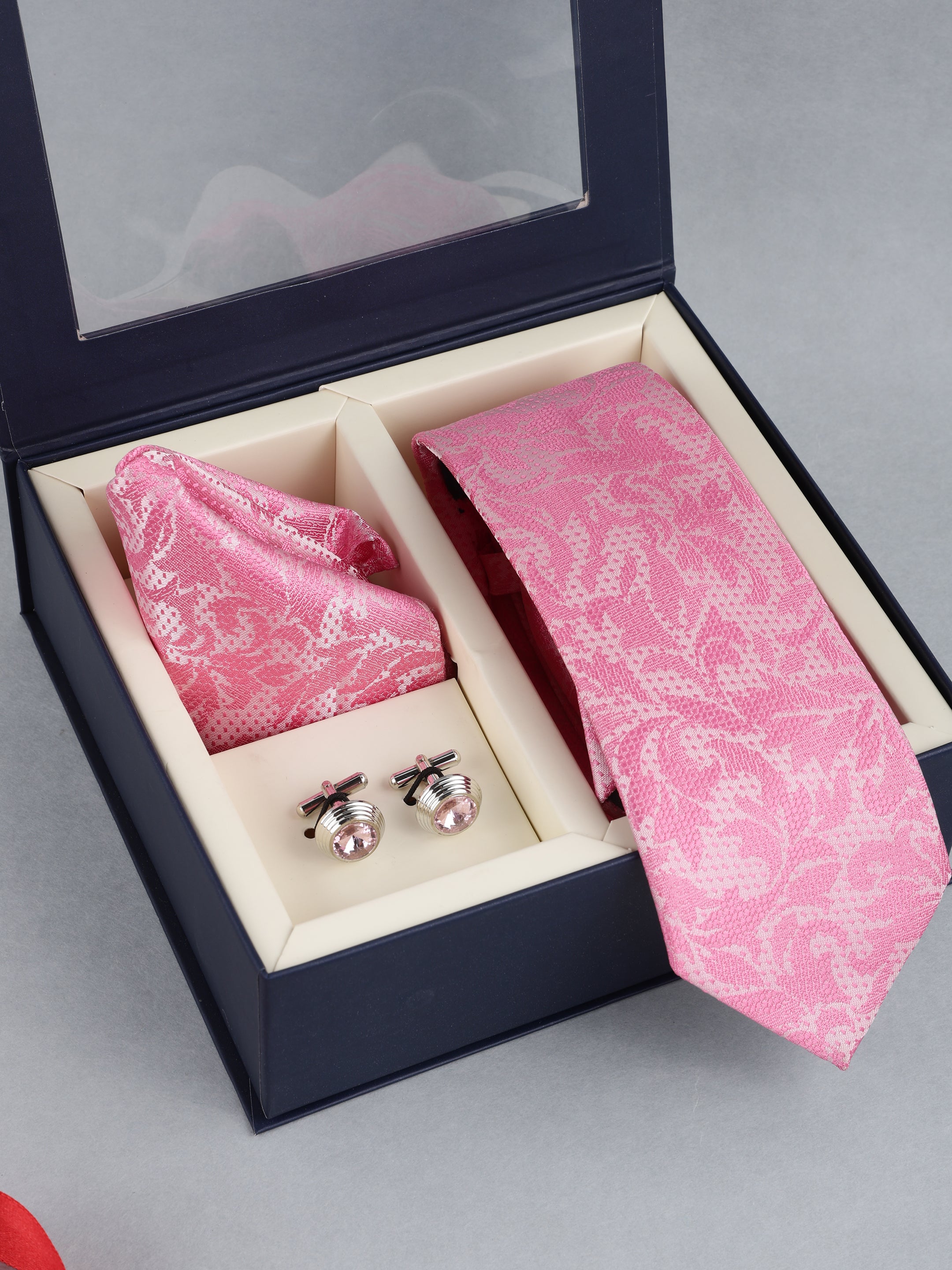 Pink Floral Necktie Gift Set