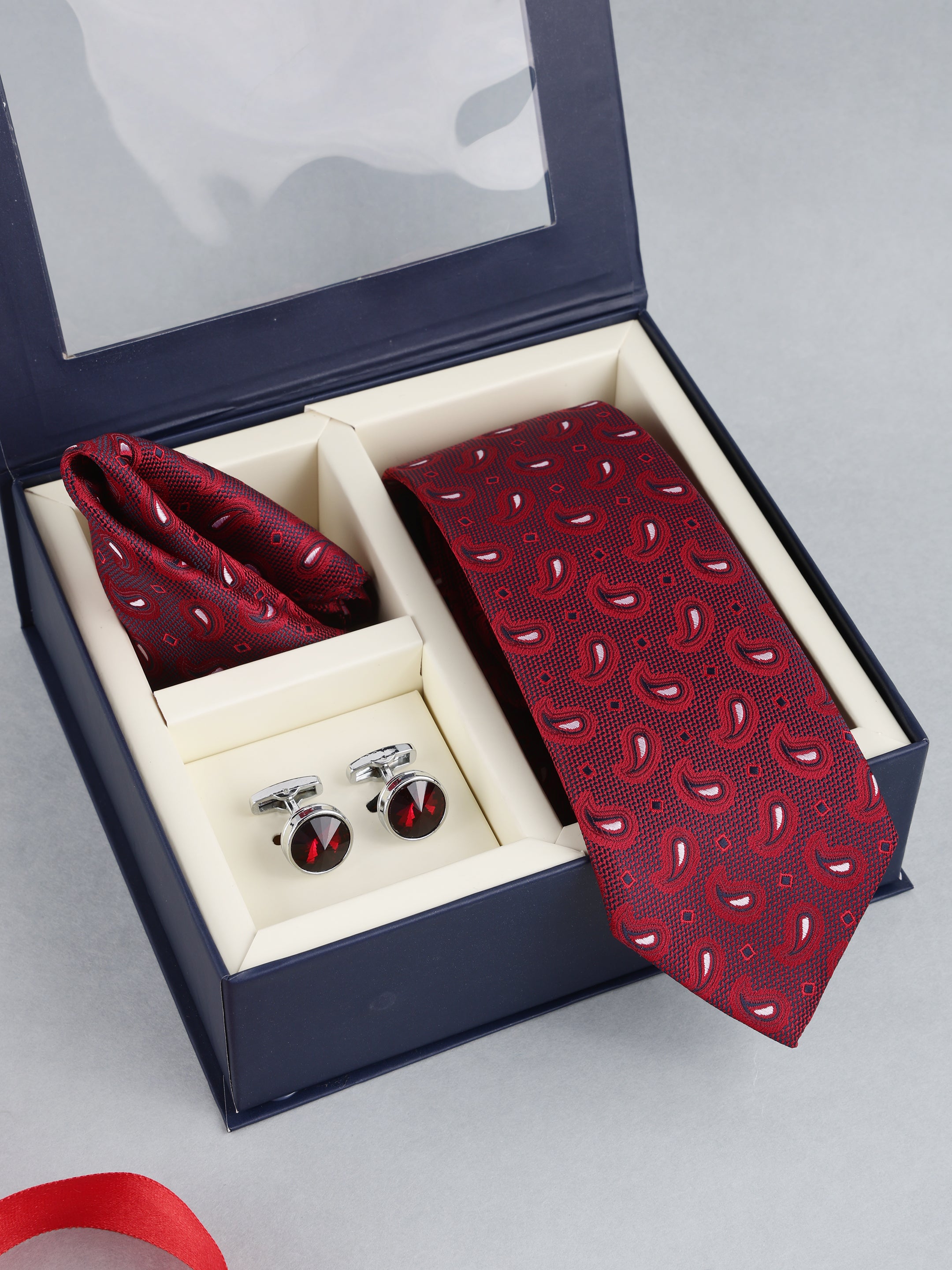 Maroon Paisley Necktie Gift Set