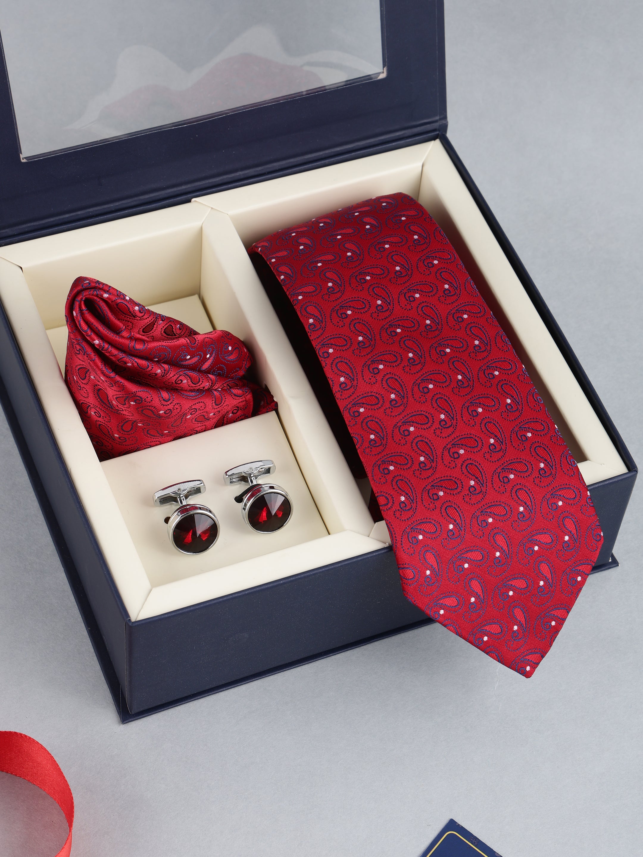Red Paisley Necktie Gift Set