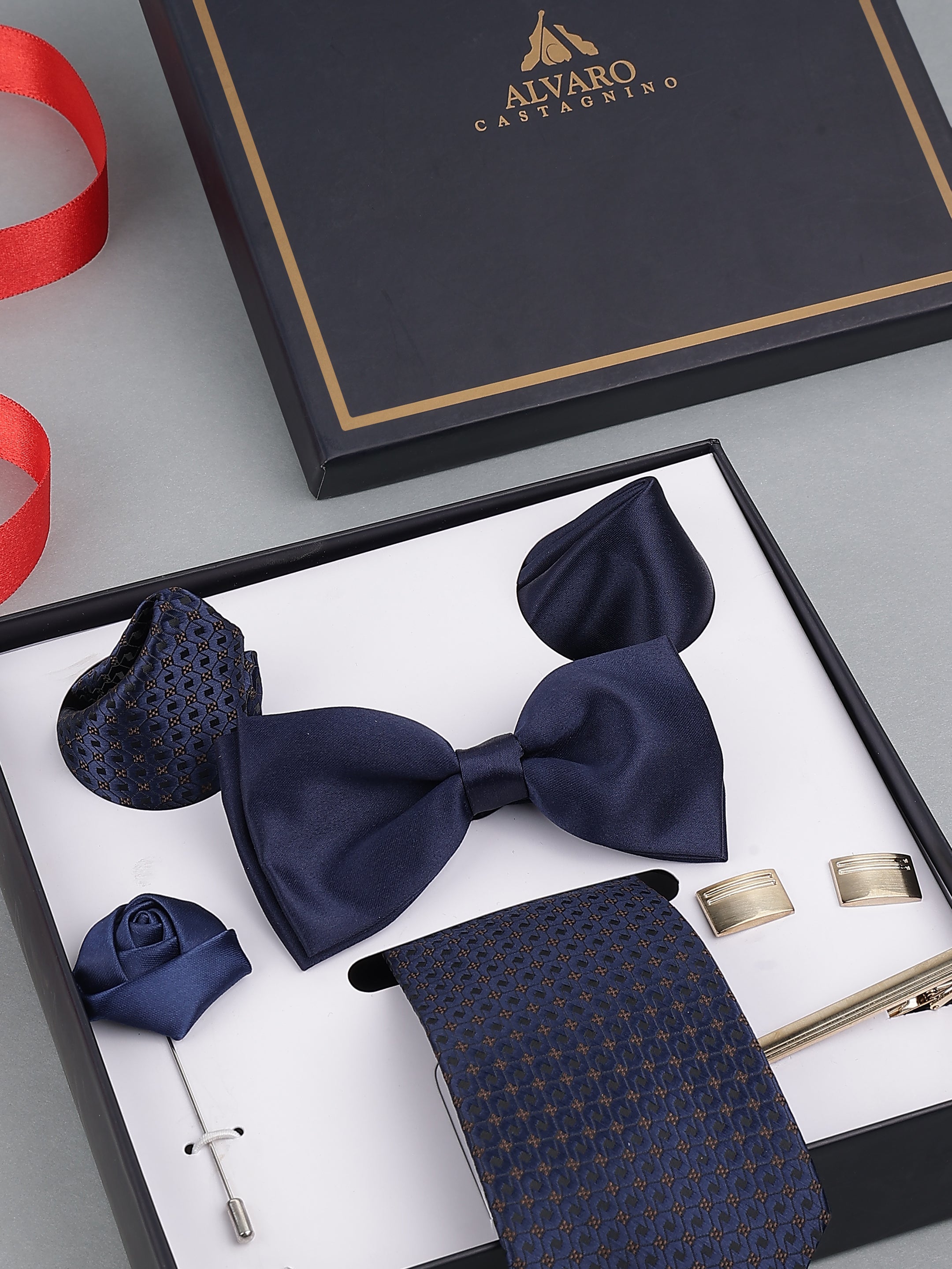 Navy Elegance Bow Tie Gift Set