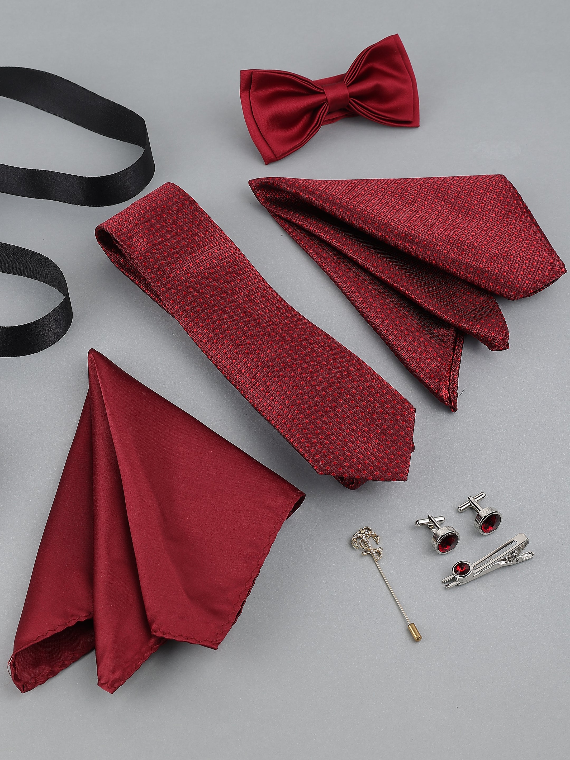 Crimson Luxe Bow Tie Set