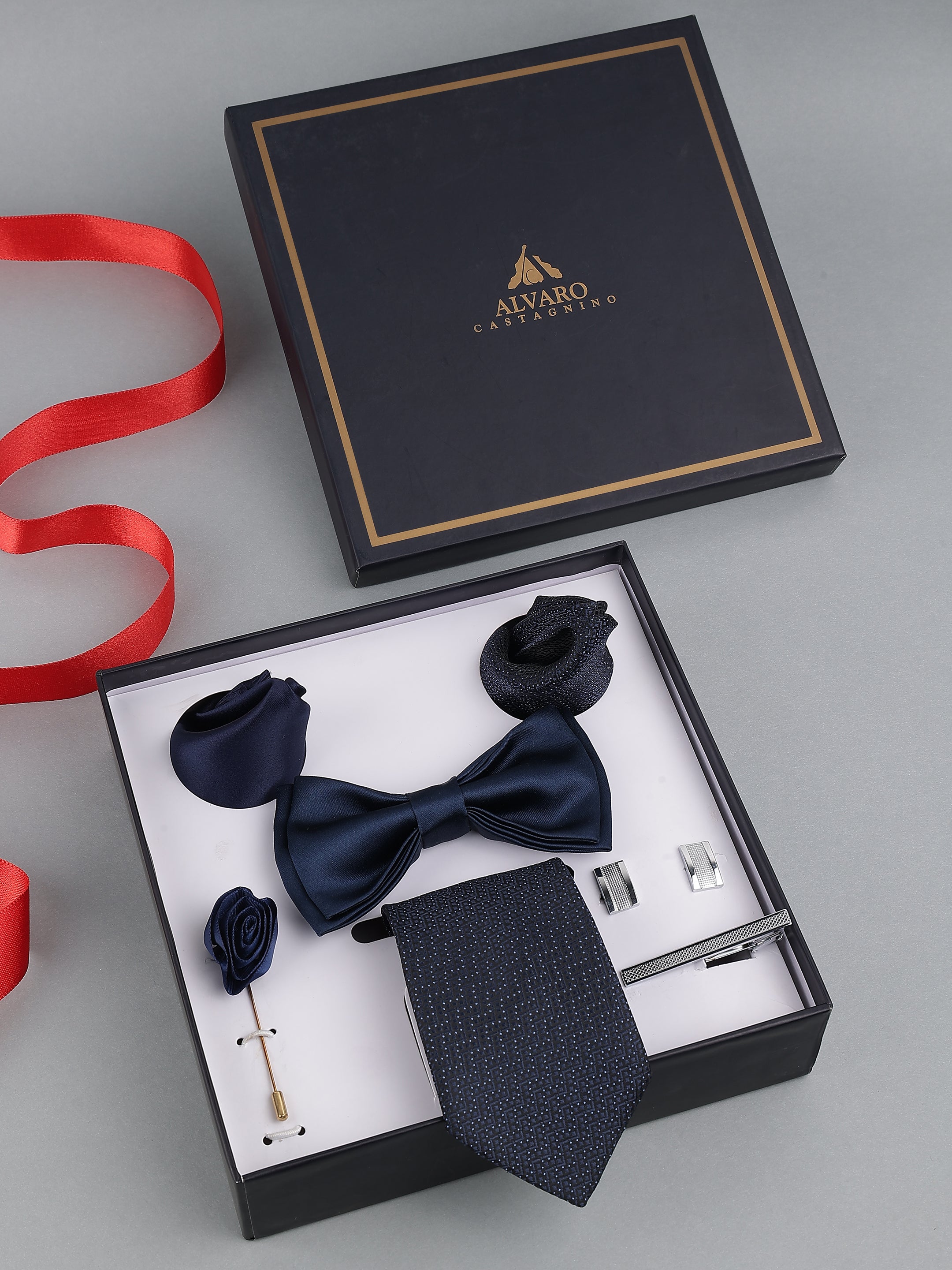 Midnight Navy Dotted Formal Accessory Set