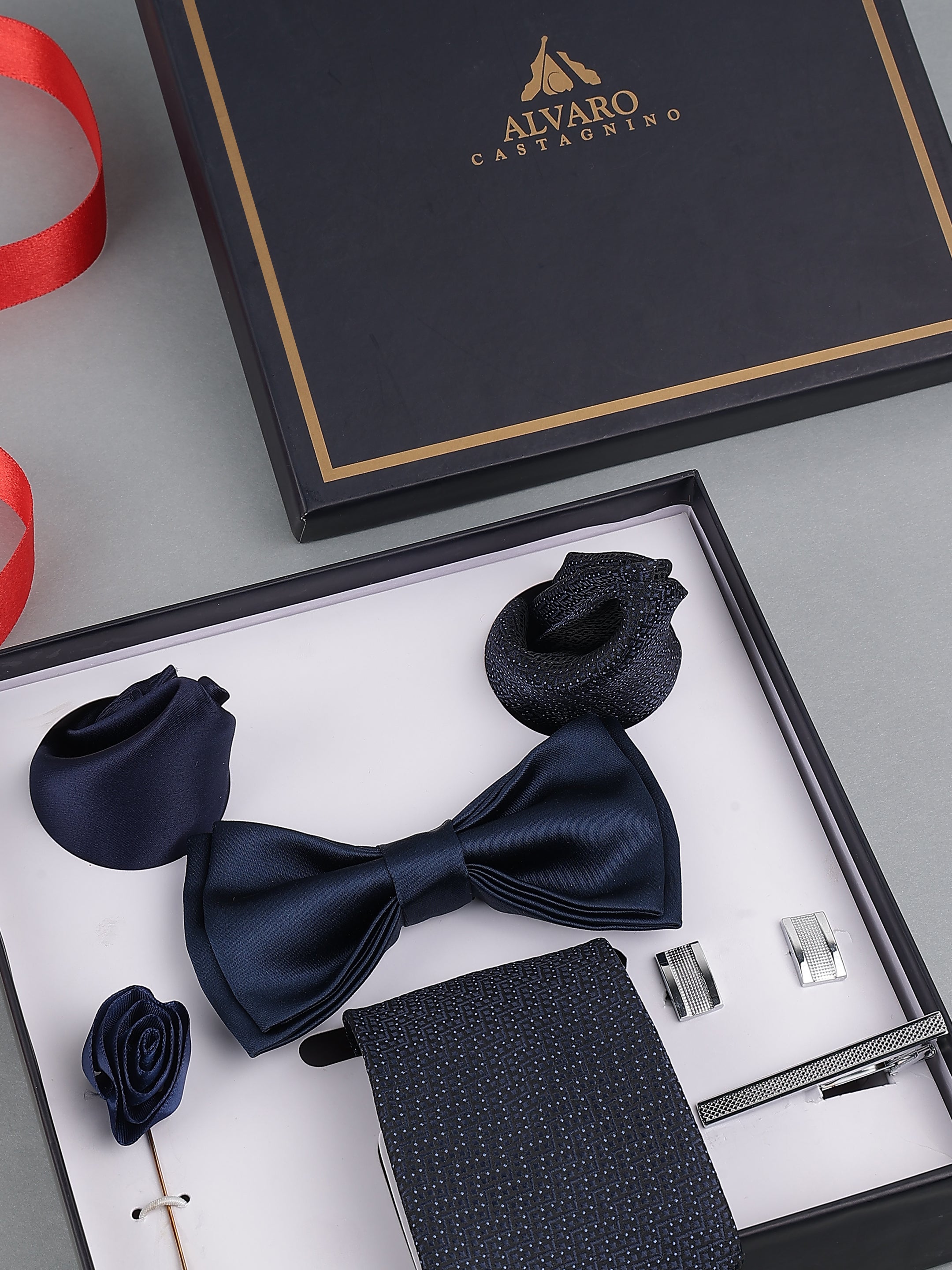 Midnight Navy Dotted Formal Accessory Set