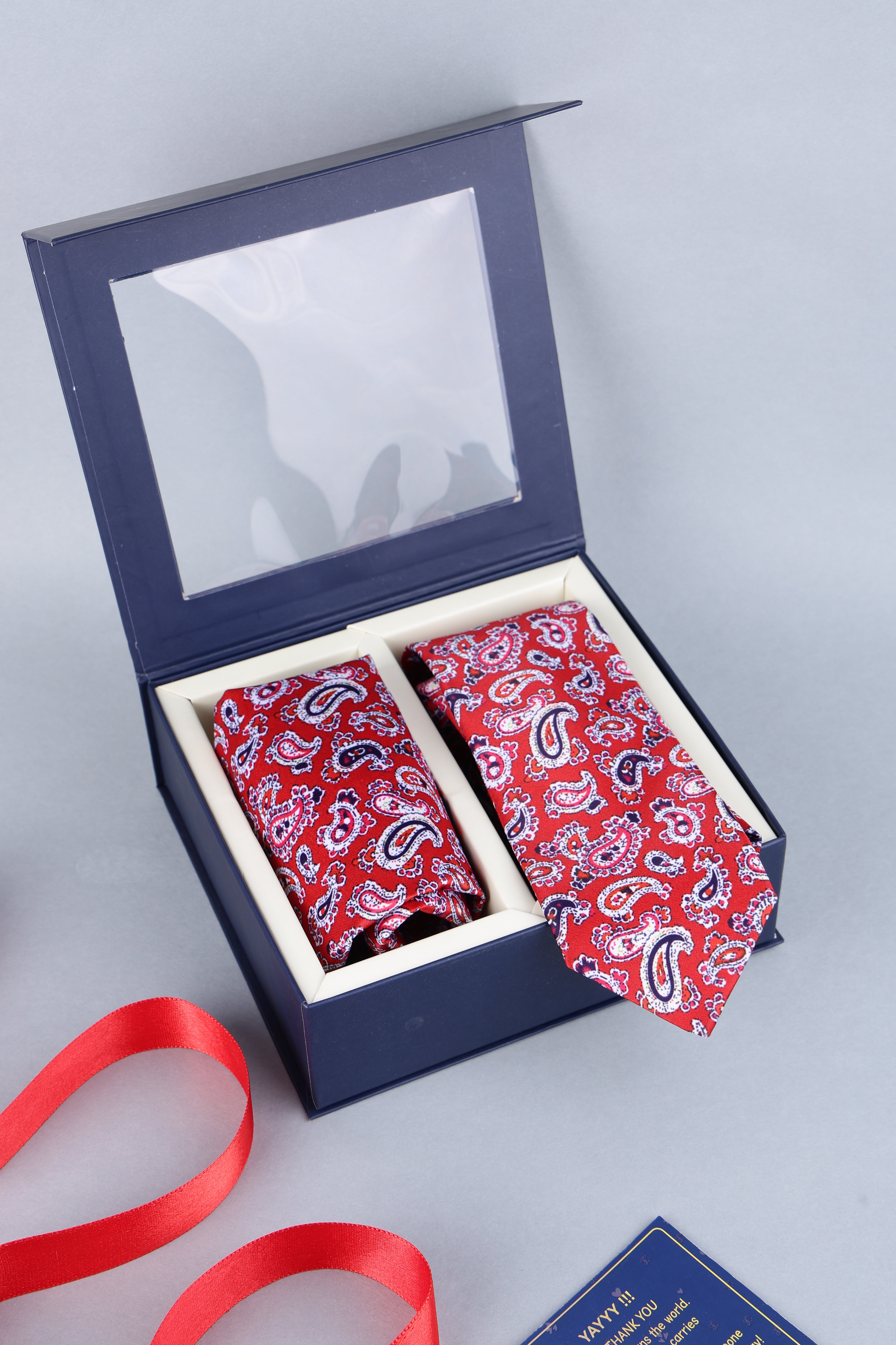 Red Paisley Necktie & Pocket Square Gift Se