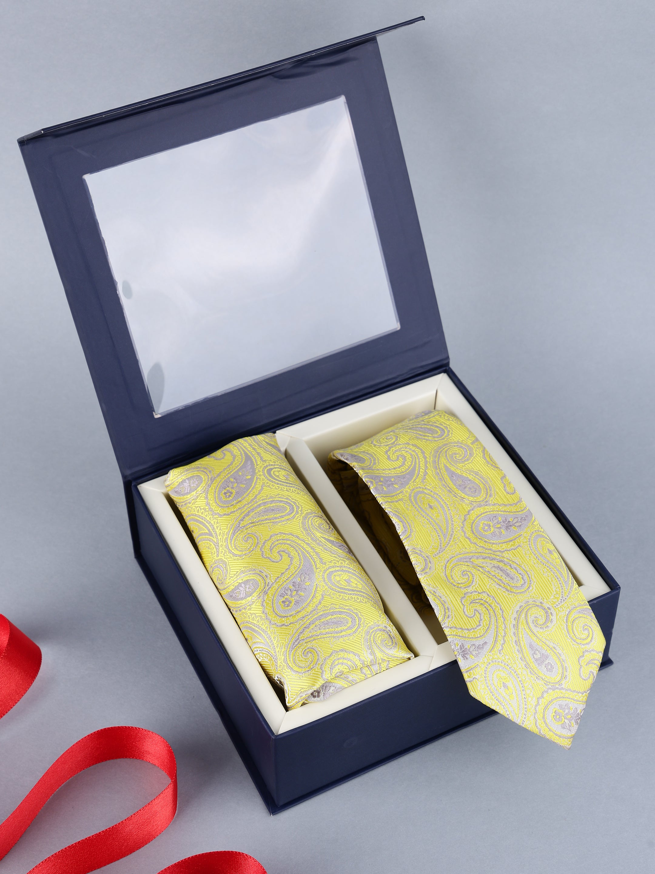 Yellow Paisley Necktie Gift Set