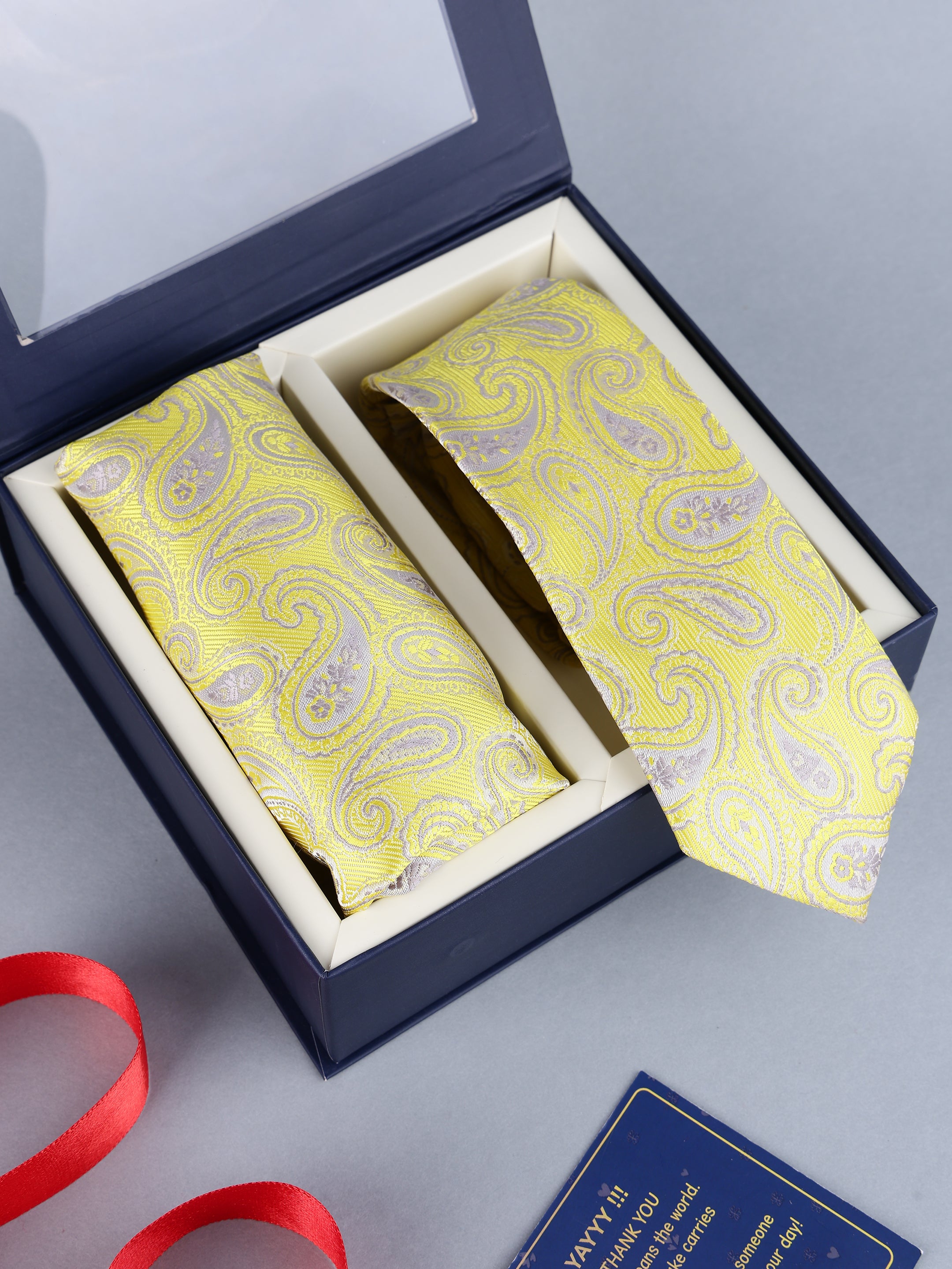 Yellow Paisley Necktie Gift Set
