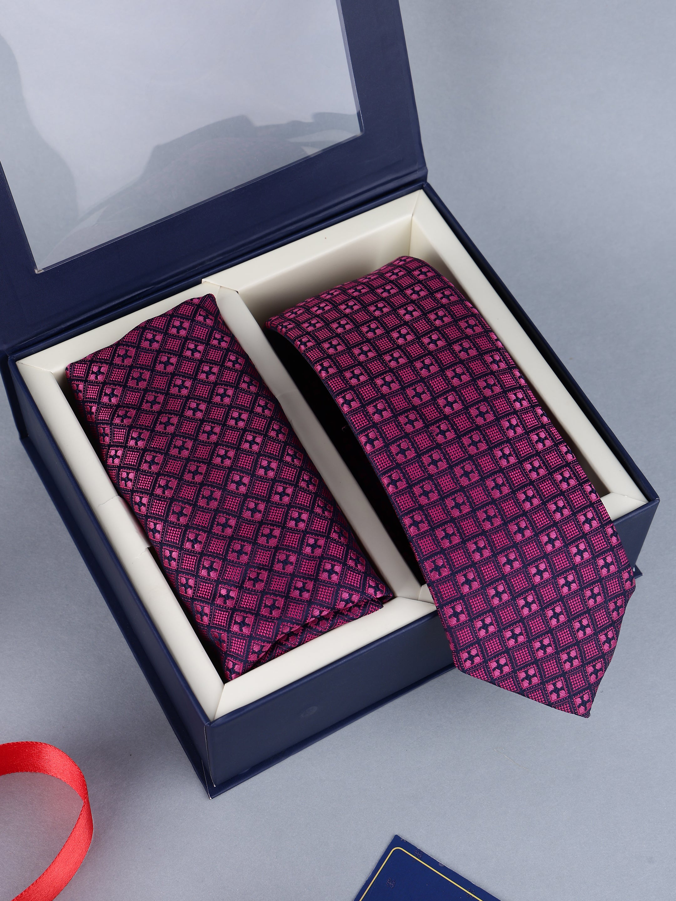 Pink Geometric Necktie Gift Set
