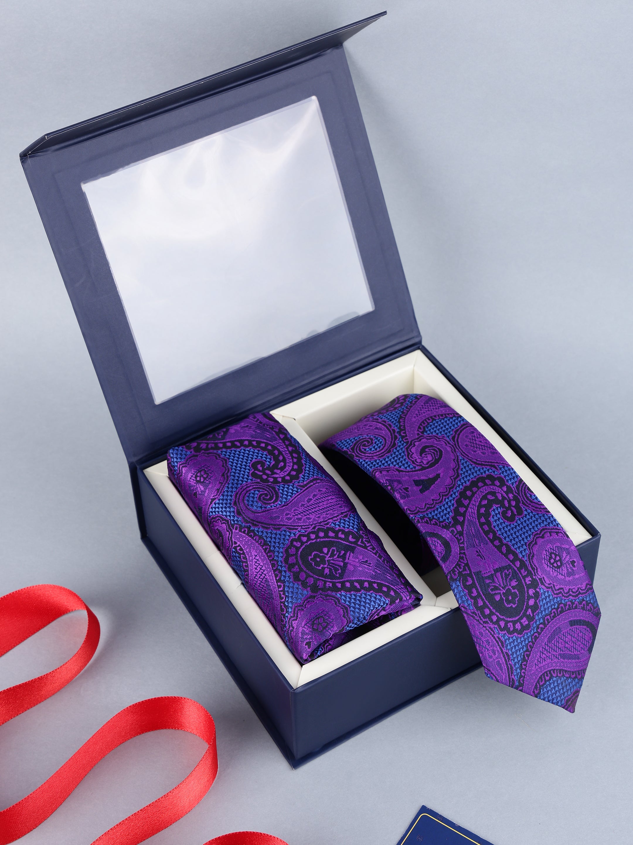 Purple & Teal Paisley Necktie Gift Set
