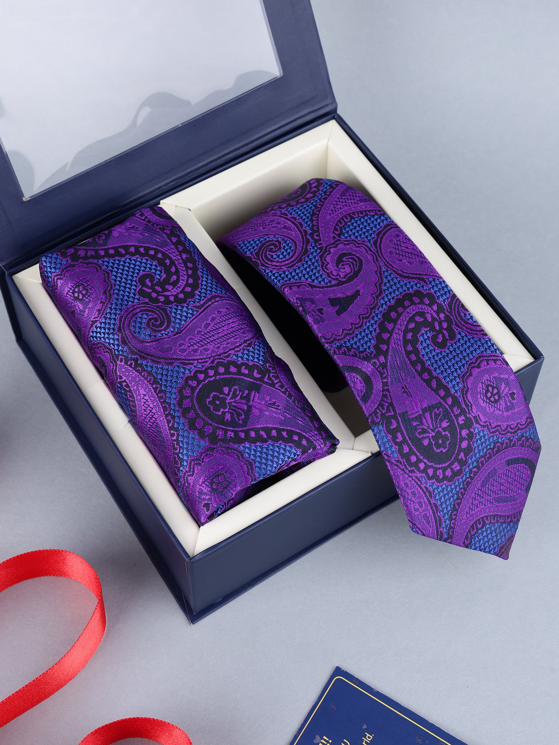 Purple & Teal Paisley Necktie Gift Set