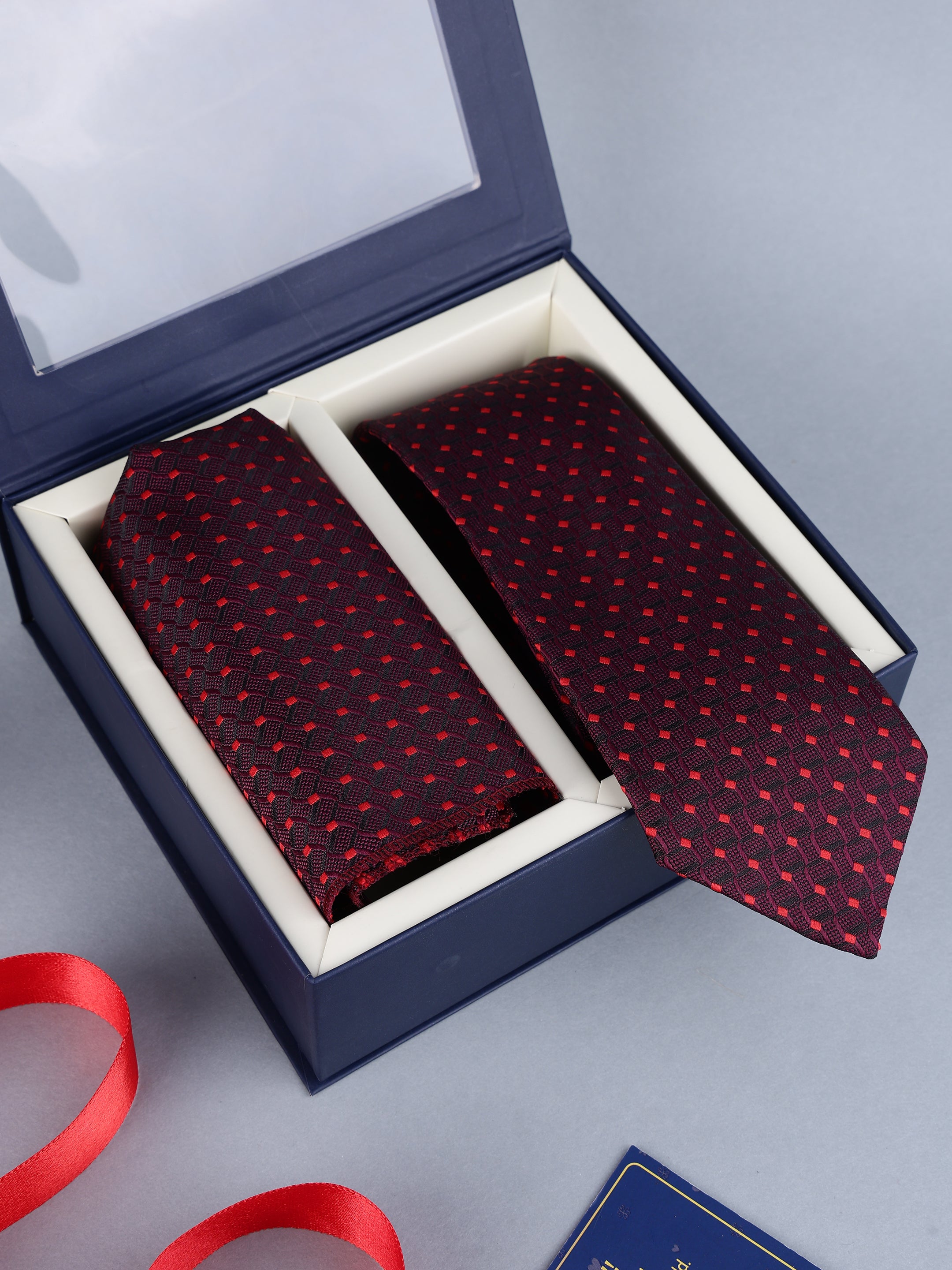 Maroon Micro-Diamond Necktie Gift Set