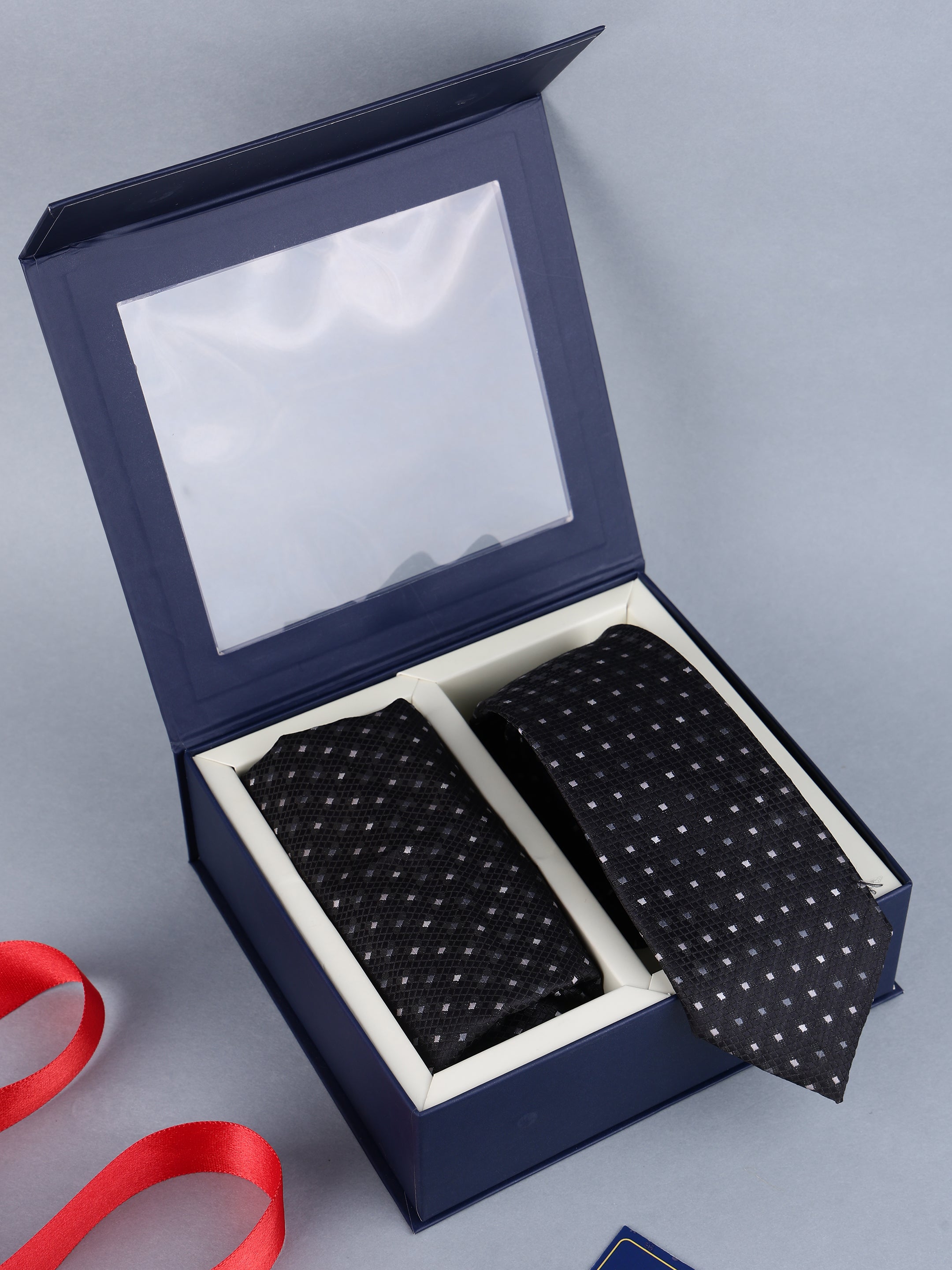 Black Micro-Square Necktie Gift Set