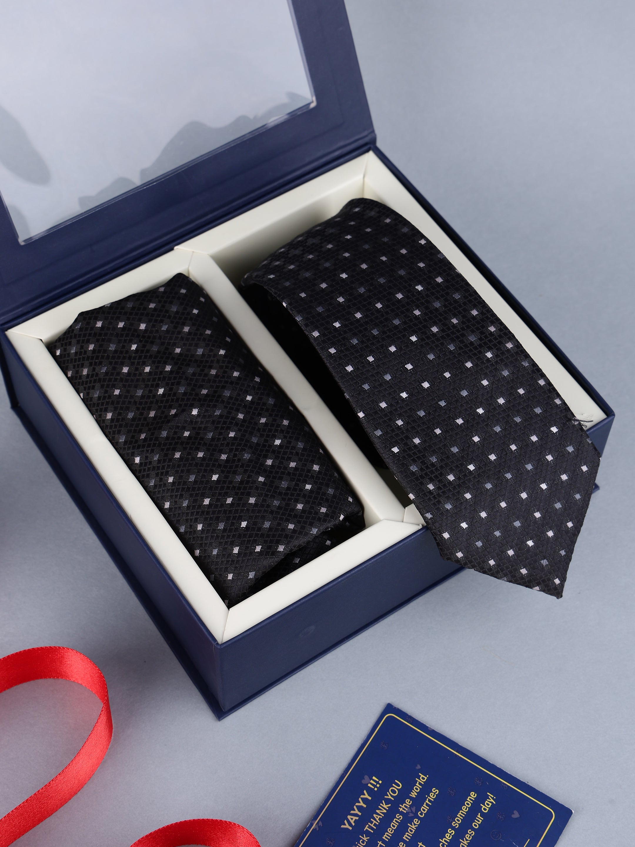 Black Micro-Square Necktie Gift Set