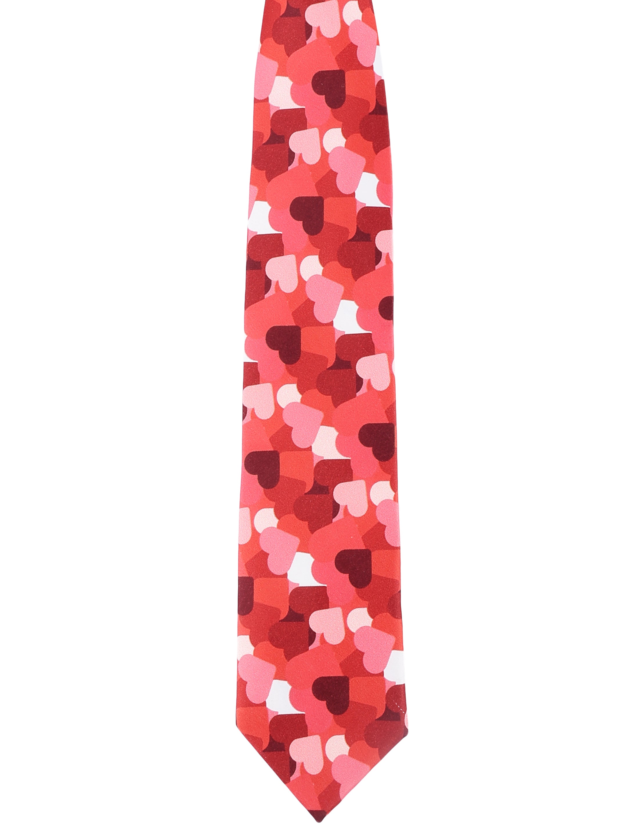 Red necktie with heart pattern