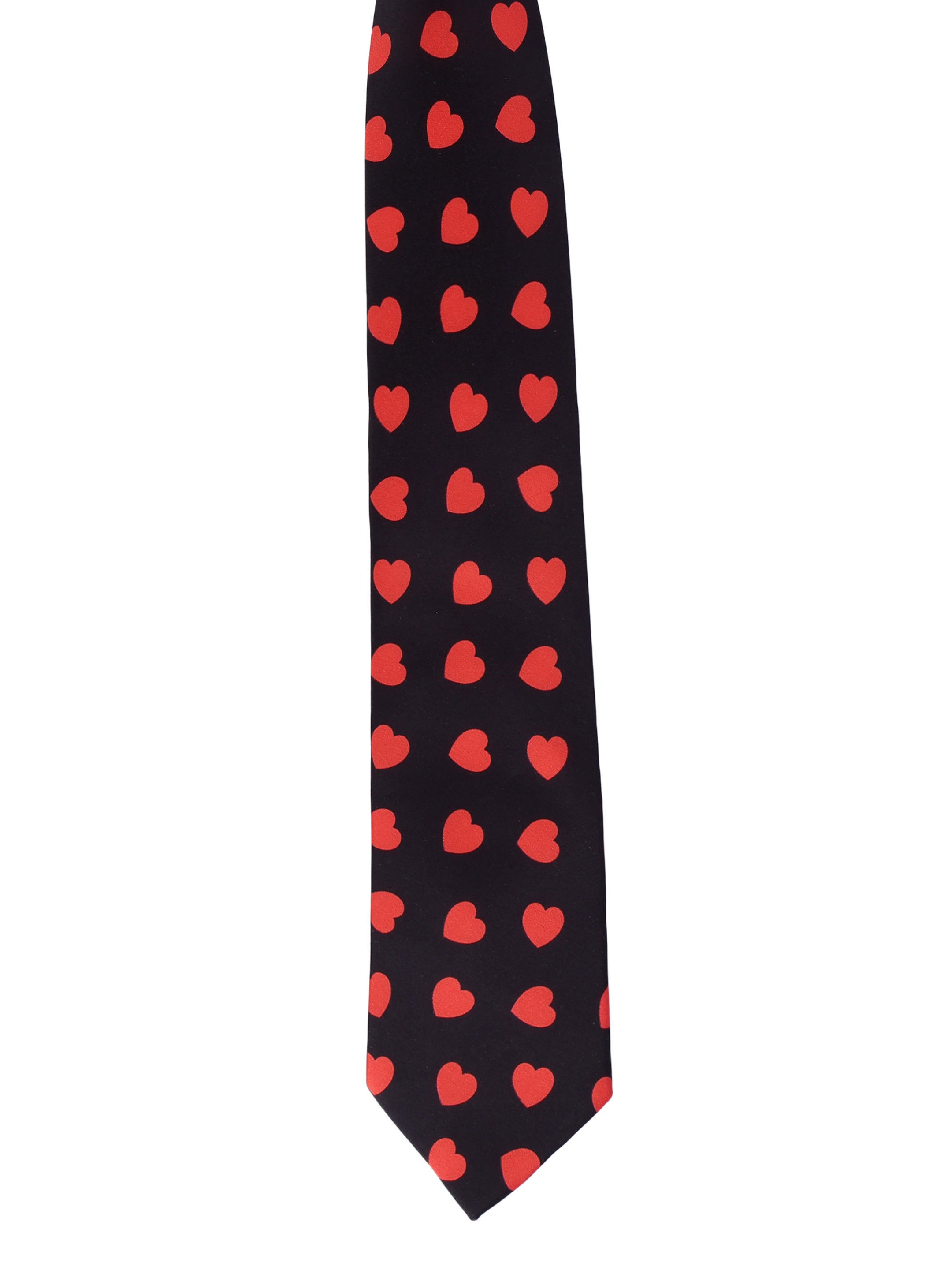 Black & Red Heart Necktie with Pocket Square Valentine Gift Set