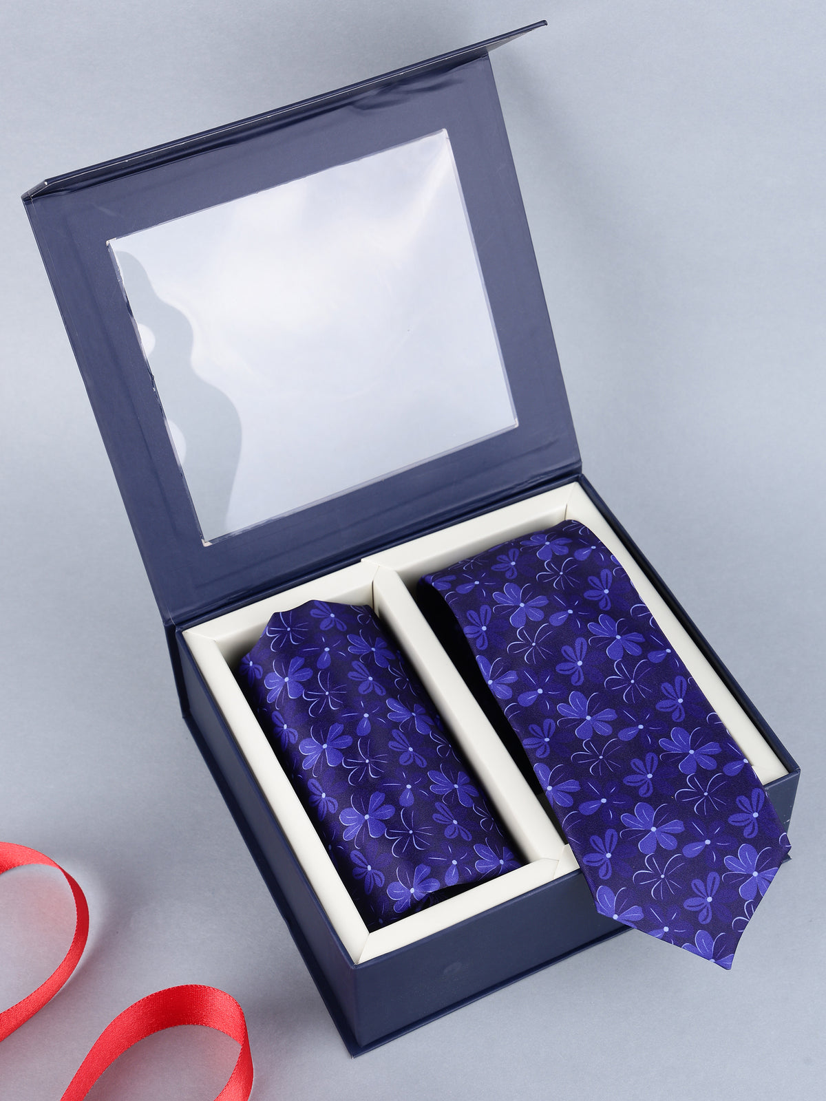 Purple Floral Necktie & Pocket Square Set