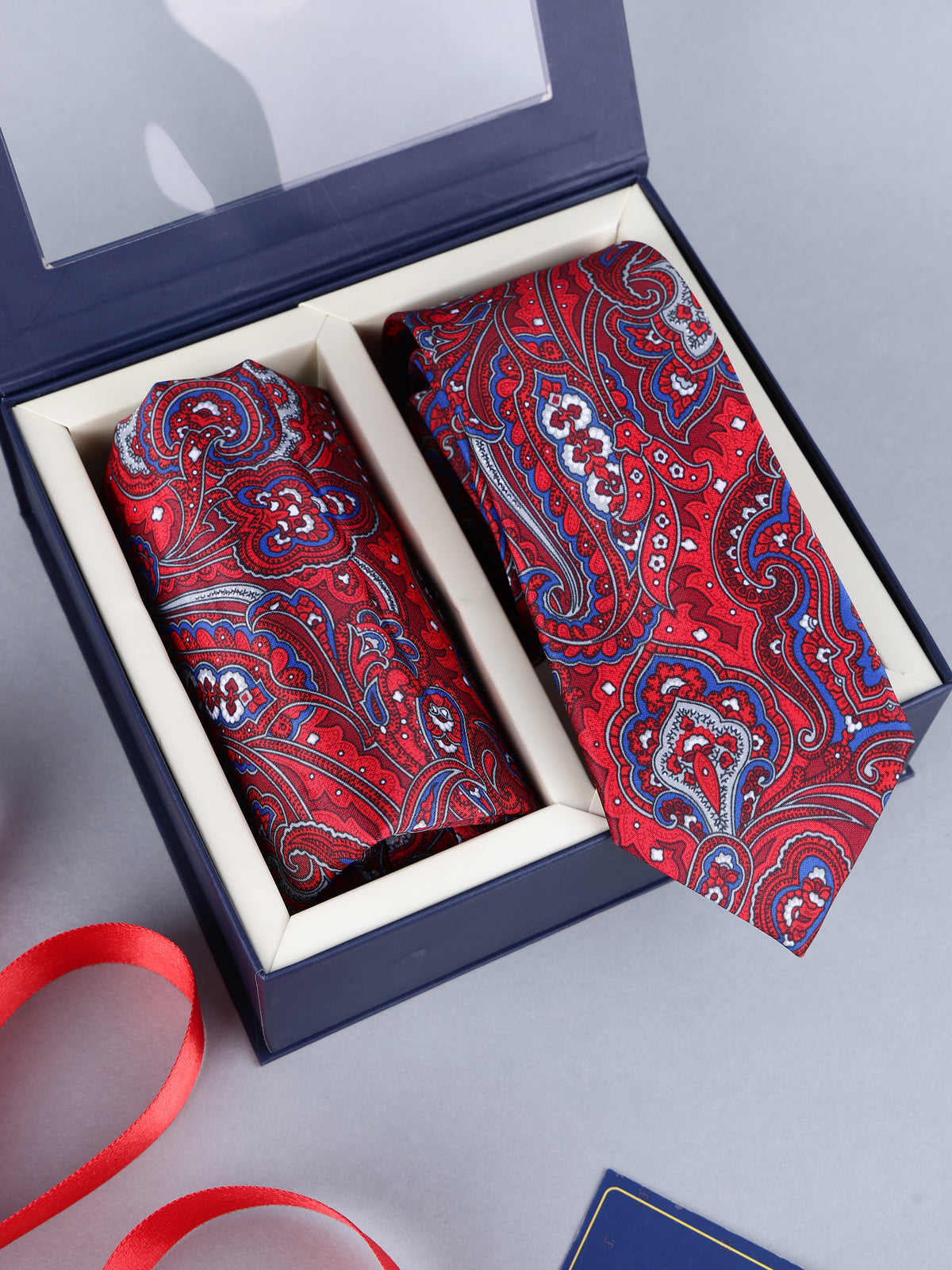 Crimson Paisley Necktie & Pocket Square Set