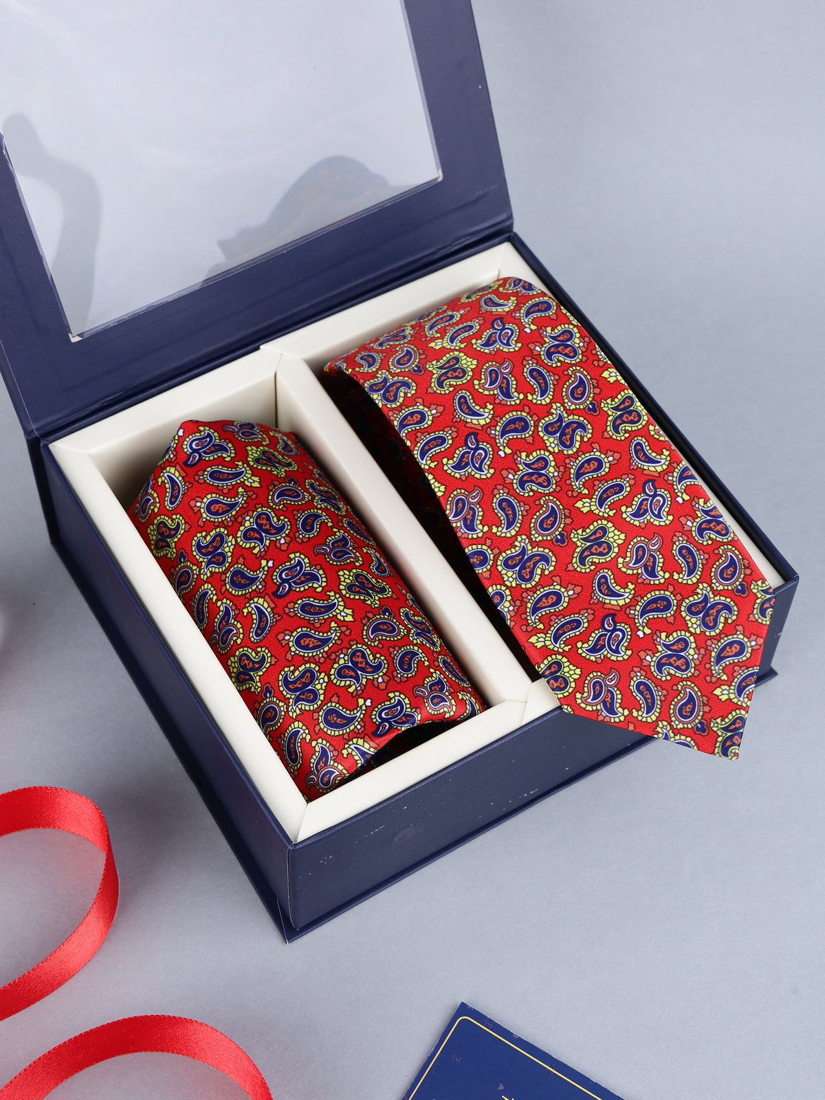 Crimson Micro Paisley Necktie & Pocket Square Se