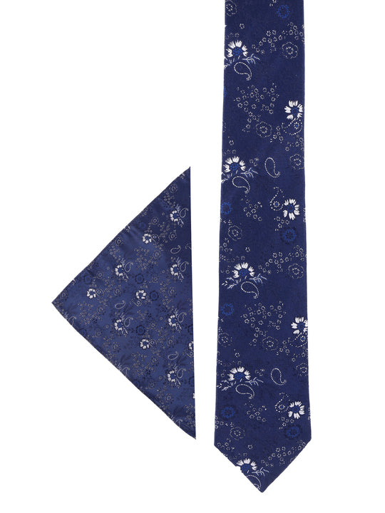 Navy Blue Floral Silk Accessory Gift Set