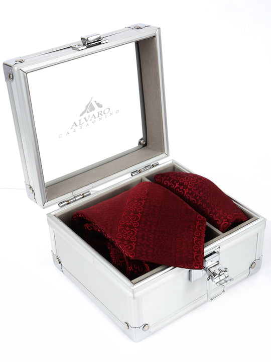 Maroon Paisley / Floral Silk Accessories Gift Set