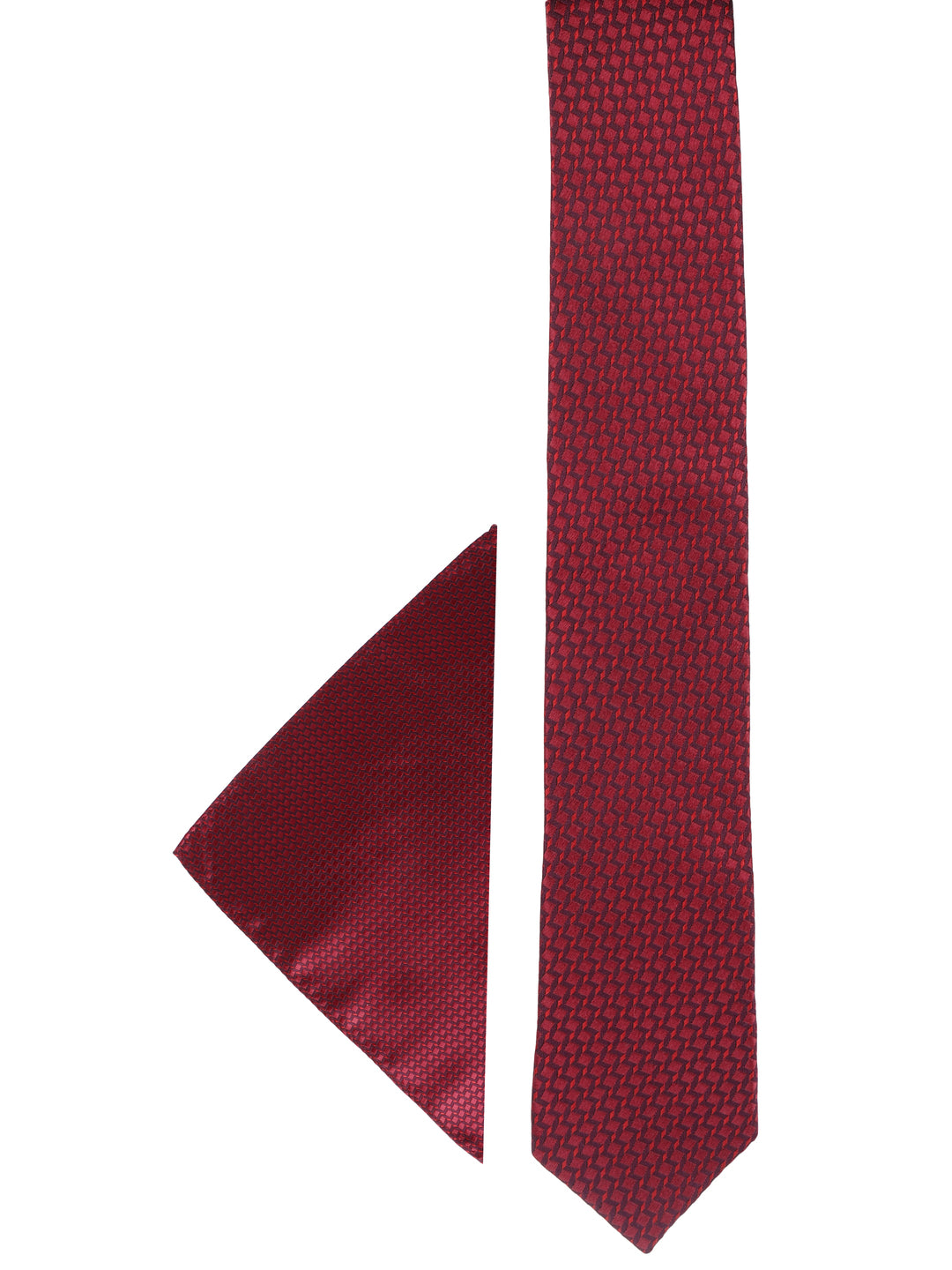 Maroon Geometric Silk Accessories Gift Set