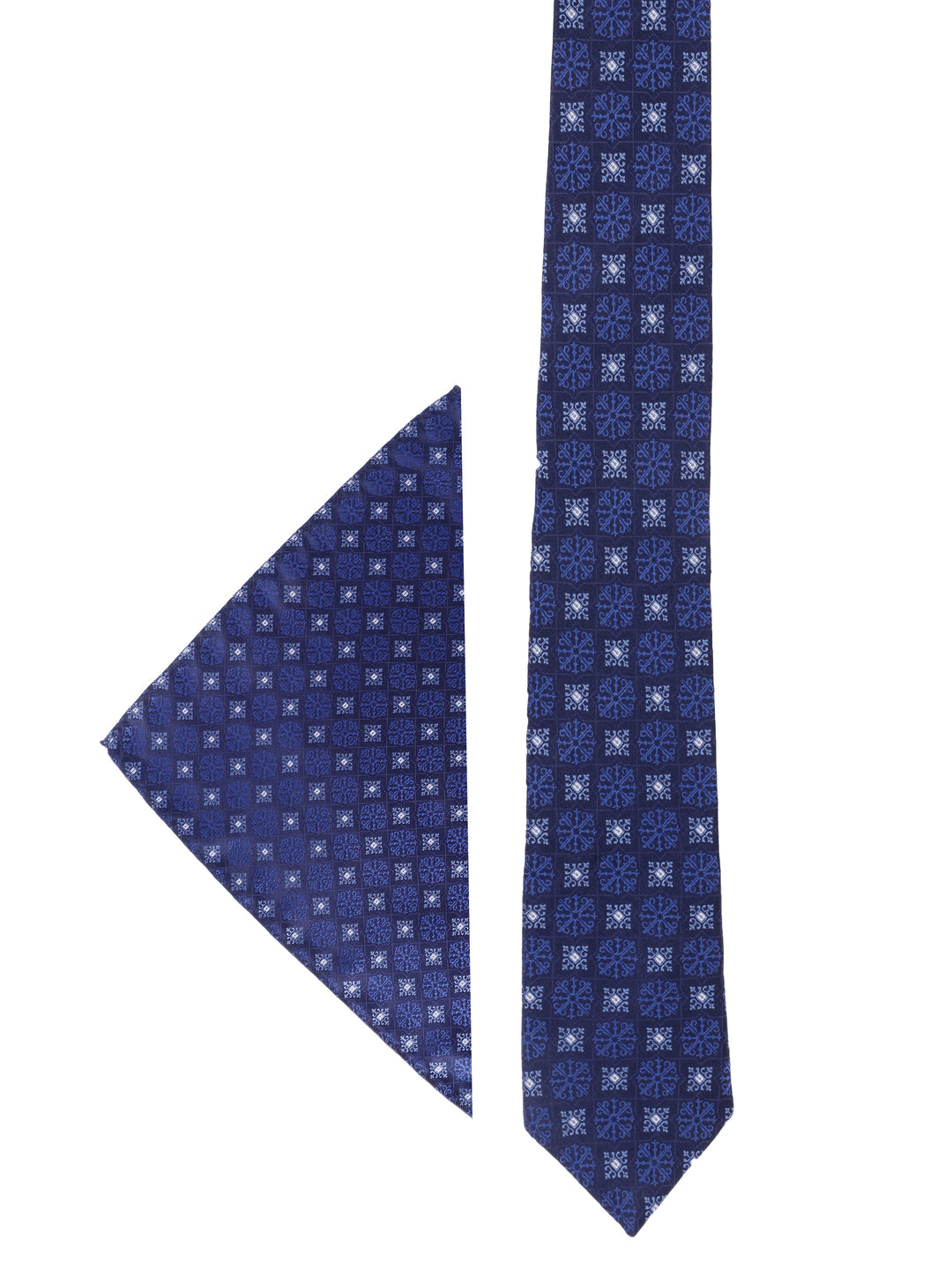 Navy Blue Ornate Motif Silk Accessories Gift Set