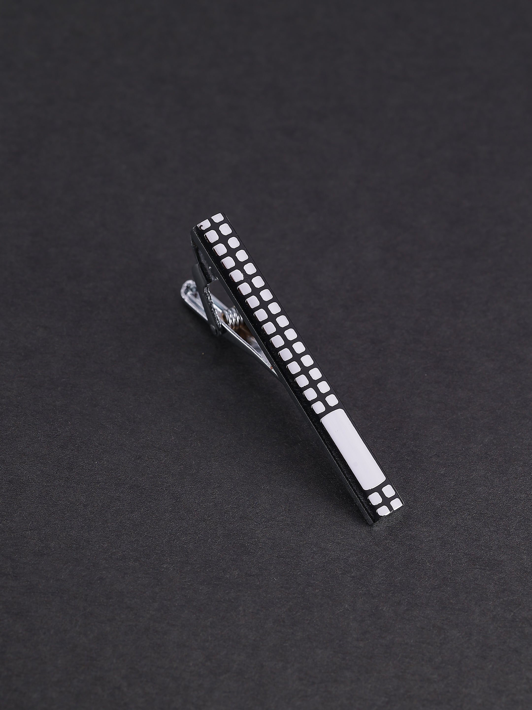Black & White Enamel Patterned Tie Pin